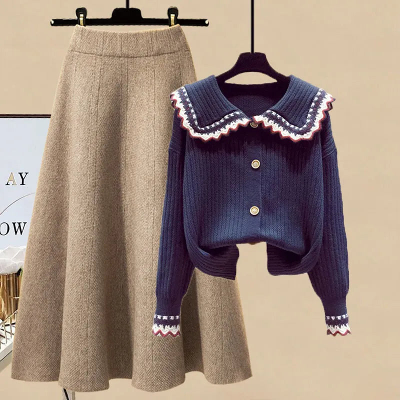 2022 New Korean Fashion Women's Autumn Winter Suit - Elegant Long Sleeve Sweater & Slim Skirt Two Piece Set for Office, Dating & Casual Outfits