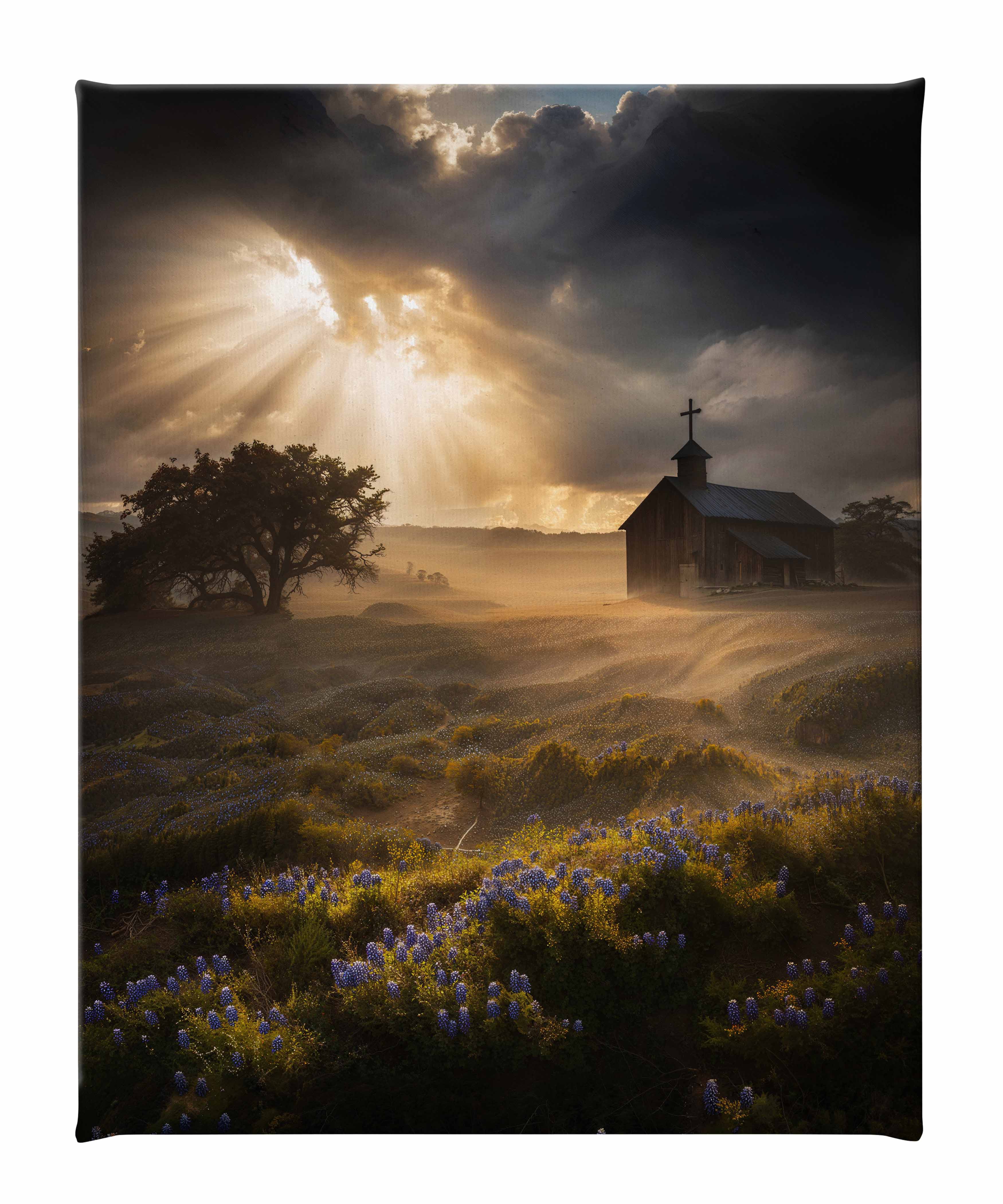 Celestial Rays Over Lone Star Land II - Stunning Galaxy Space Art Print on Gallery Wrapped Canvas - Perfect for Living Room, Bedroom & Office Wall Decor