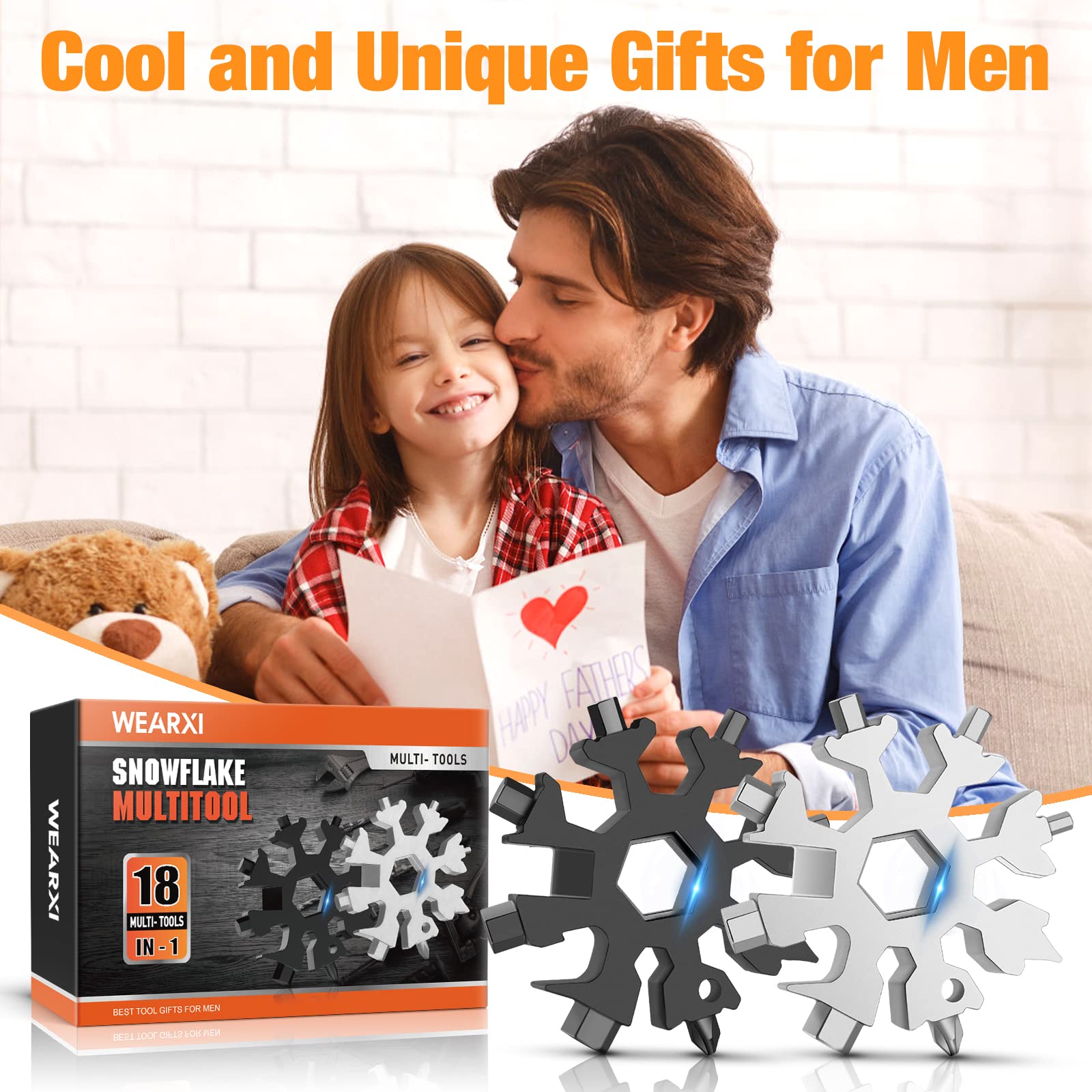 18-in-1 Snowflake Multitool for Men - Perfect Father's Day Gift, Birthday Present for Boyfriend, Husband & Dad - Cool Camping Gadgets & Outdoor Accessories (Great for Hiking, Survival Kits & Everyday Carry)