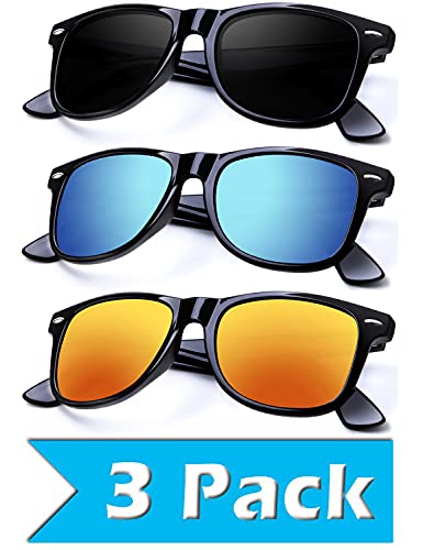 B02-(3 Pack) Glossy Black Frame Black / Blue / Orange