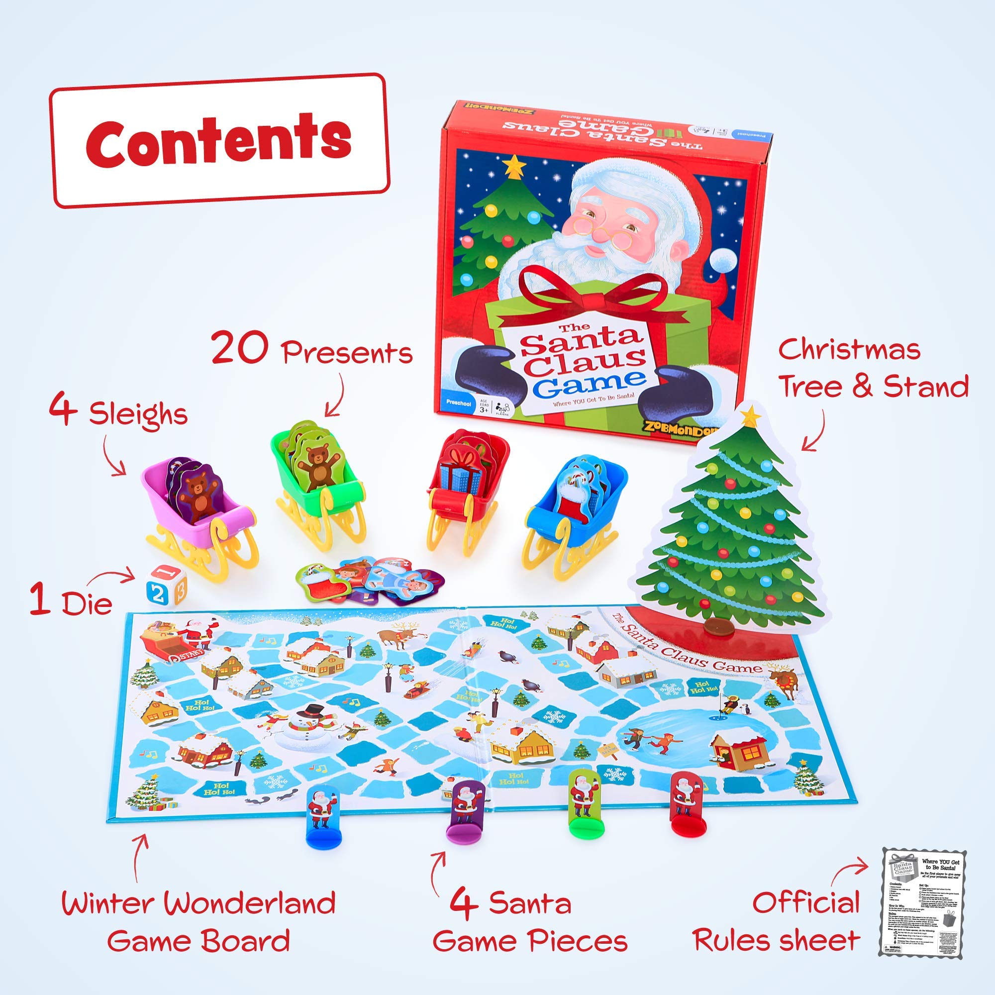 Zobmondo!! The Santa Claus Game - Award-Winning Christmas Board Game for Kids Ages 3+ | Fun Family Holiday Party Game for Boys & Girls | Educational & Entertaining Gift for Christmas Gatherings