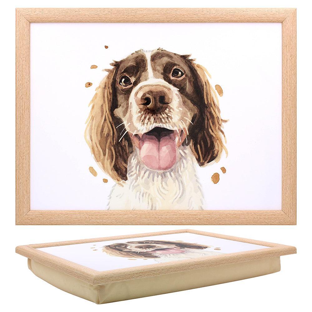 Springer Spaniel Lap Tray - Wooden Laptop Desk with Cute Dog Design for Sofa & Bed Use - Perfect for Breakfast in Bed, Remote Work & Cozy Movie Nights