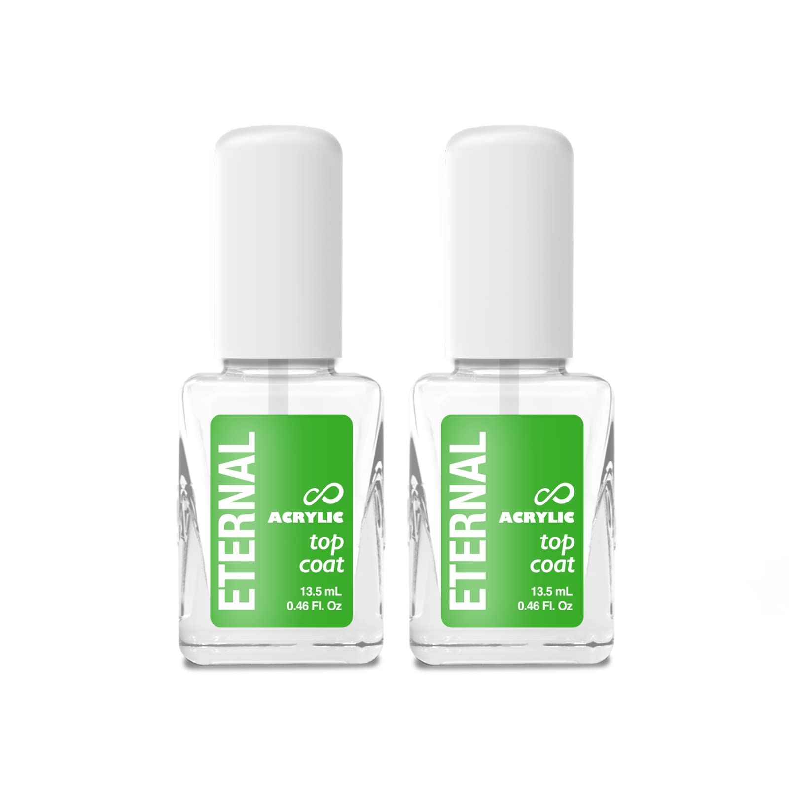 Eternal Acrylic Top Coat Nail Polish - 13.5mL Quick Dry Long Lasting No UV Lamp Needed - Chip Resistant & Glossy Finish for Women - 2 Pack - Perfect for Manicures, Salon Quality Nails at Home & Everyday Wear