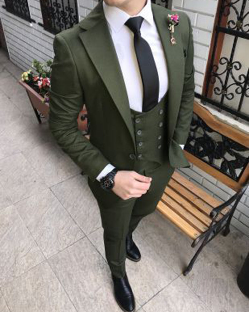 Elegant Dark Green Notched Lapel Wedding Suit for Groom - Premium Tuxedo for Formal Occasions | Perfect for Weddings, Proms, and Black-Tie Events (2022 CB214 Collection)