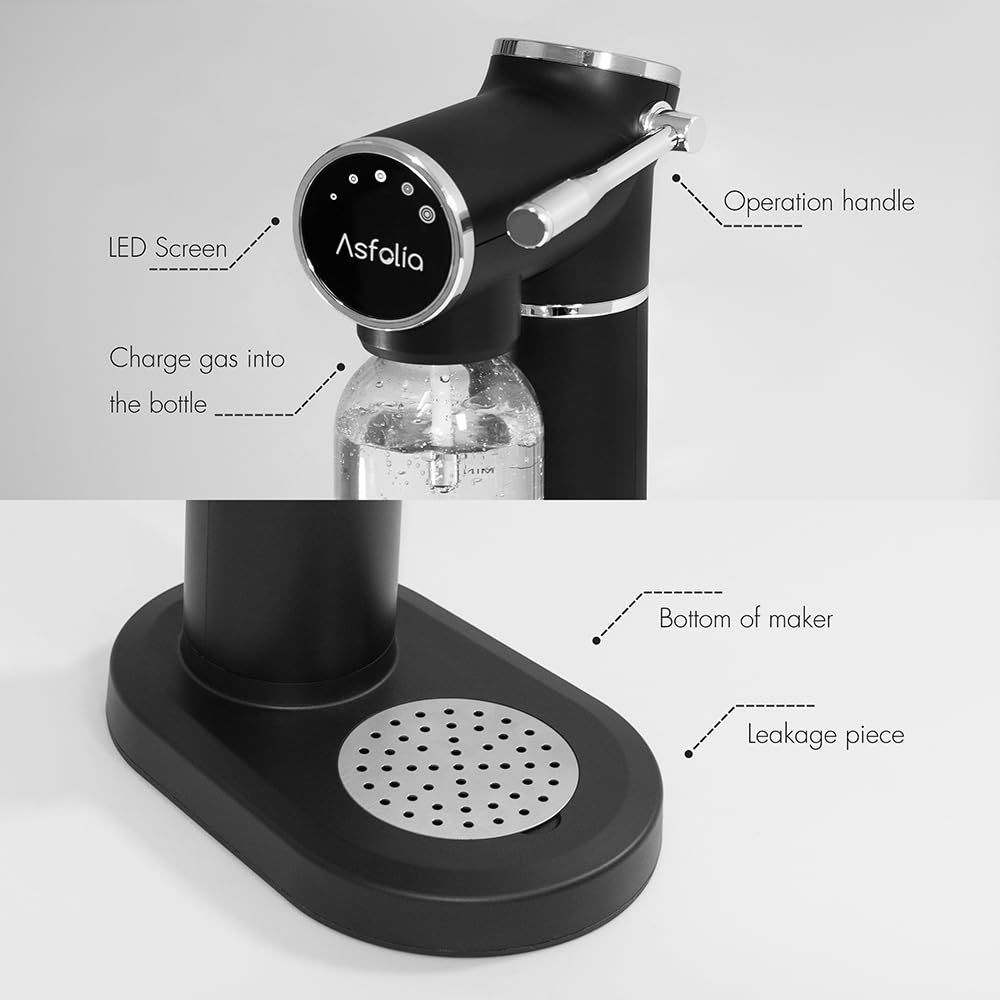 Premium Sparkling Water Maker with 5-Level Carbonation & LED Display - Includes 2 BPA-Free Carbonating Bottles - Compatible with 60L CO2 Cylinders (Not Included) - Home Soda Machine for Refreshing Drinks, Cocktails & Healthy Hydration - Perfect for Kitchen, Office & Entertaining