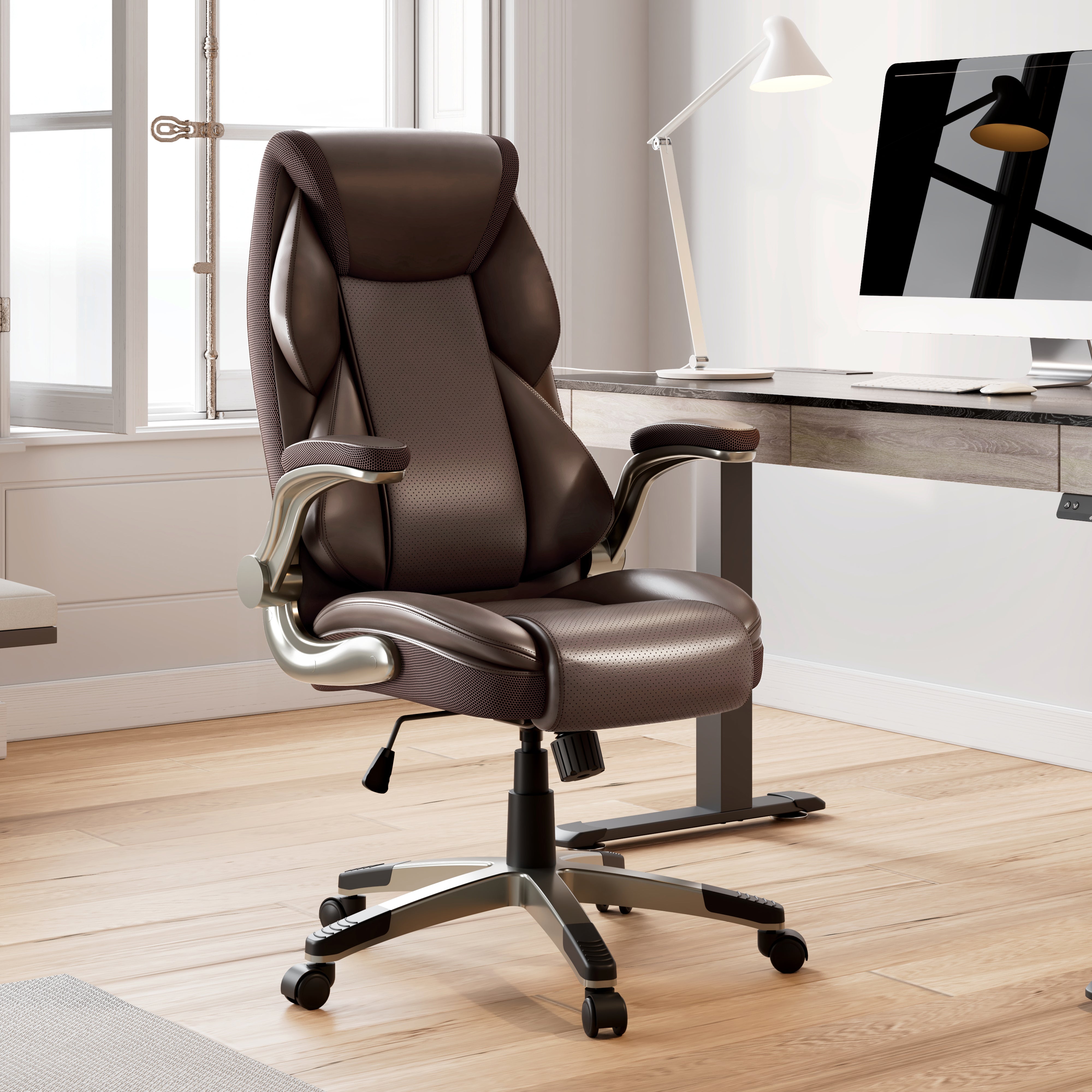 Premium Galene Faux Leather Office Chair - Ergonomic Executive Desk Chair with Adjustable Height & Lumbar Support - Perfect for Home Office, Gaming & Workspace