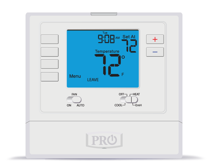 PRO1 IAQ T725 Programmable 2H/1C Digital Heat Pump Thermostat - Smart Home Temperature Control for Energy Efficiency & Comfort in Residential & Commercial Spaces