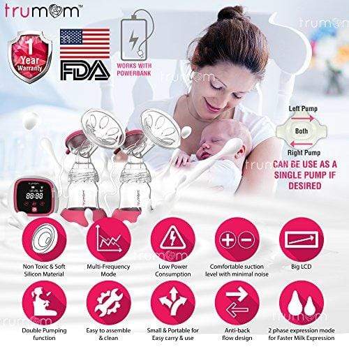 Trumom USA Elite Double Electric Breast Pump - Hands-Free, Portable, Efficient for Working Moms & Nursing at Home or On-the-Go