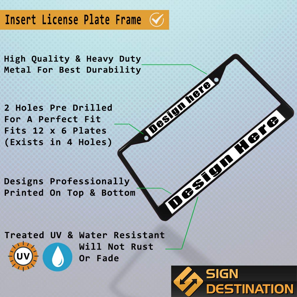 Sign Destination Metal License Plate Frame - Durable Weatherproof Car Accessory for US & Australian Vehicles (Black, 2-Hole Design, Solid Insert) - Perfect for Road Trips & Custom Car Decoration