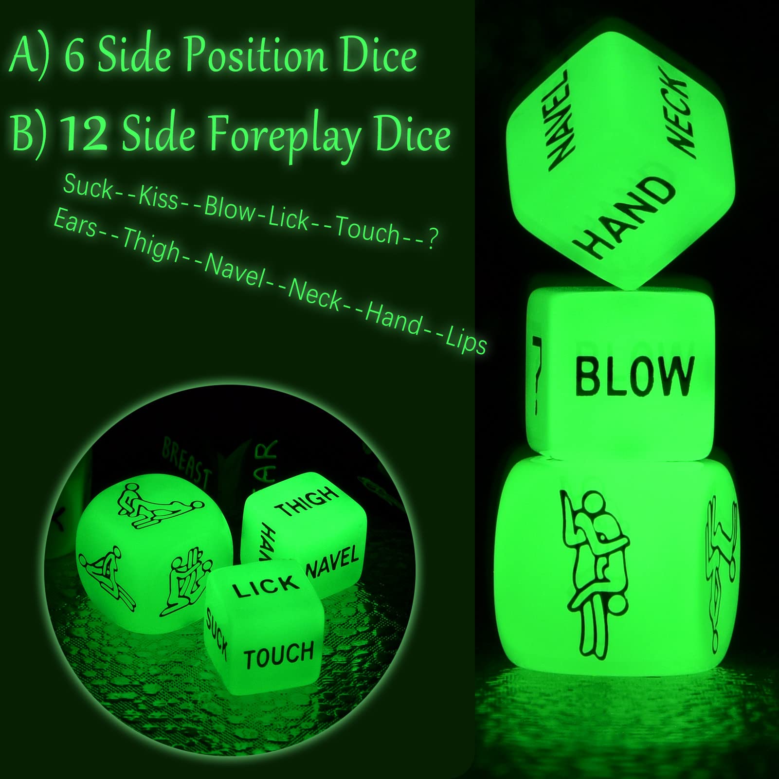 Romantic Couple Sex Dice Game - Naughty Position Dice for Foreplay & Intimacy | Adult Sex Toy for Couples, Lovers & Spice Up Your Bedroom Fun