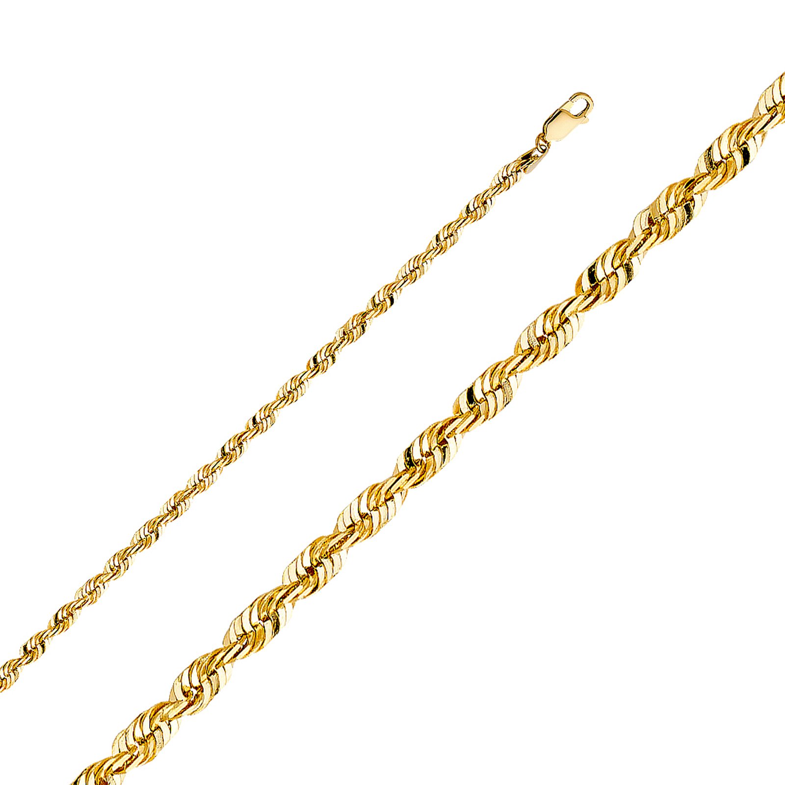 14K Yellow Gold 4mm Rope Chain Necklace for Men & Women - Solid 14K Gold Jewelry with Lobster Claw Clasp & Gift Box - Elegant Everyday Necklace for Gifts, Anniversaries & Special Occasions