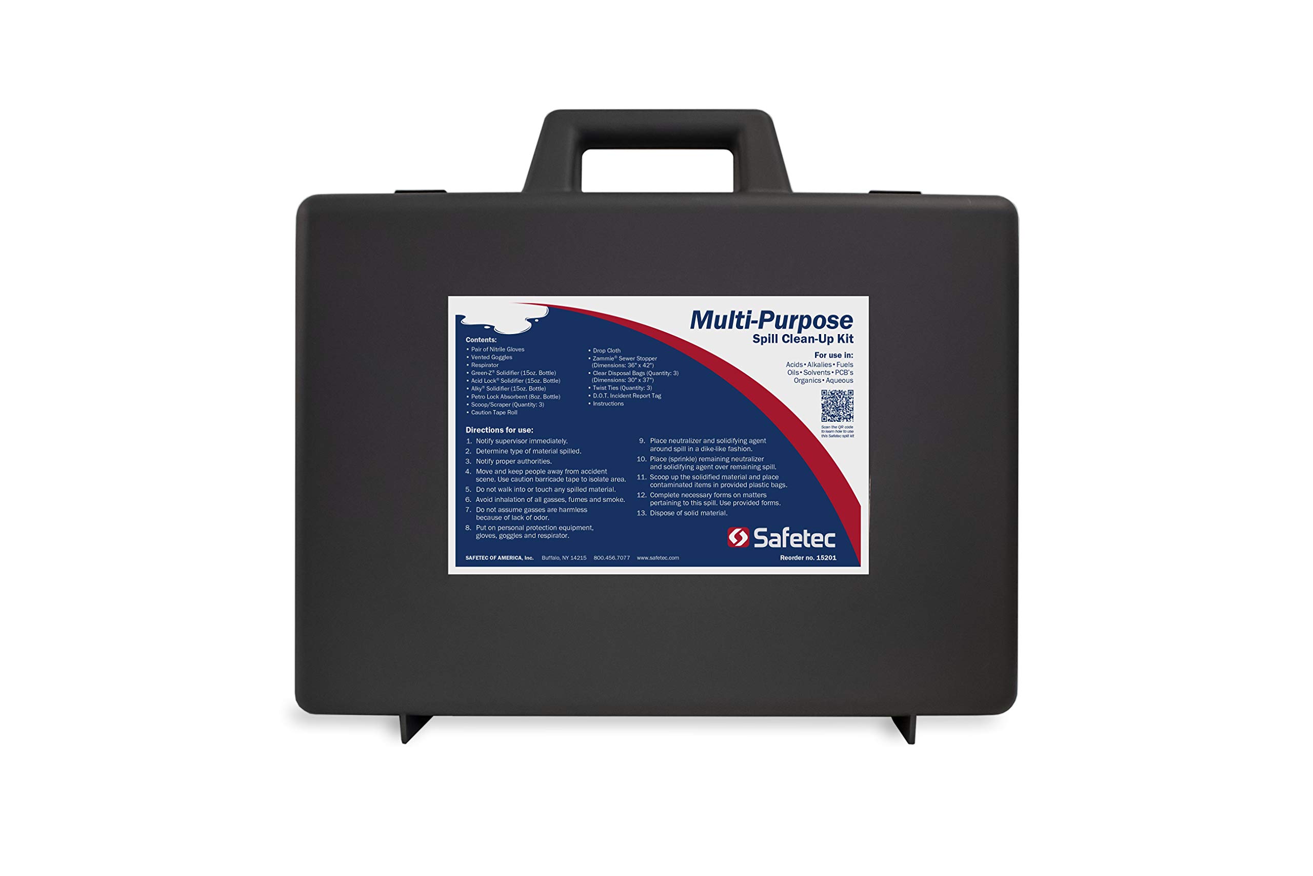 Safetec Multi-Purpose Spill Kit with Durable Plastic Case - 1 Kit per Case | Ideal for Workplace, Garage & Emergency Spill Cleanup