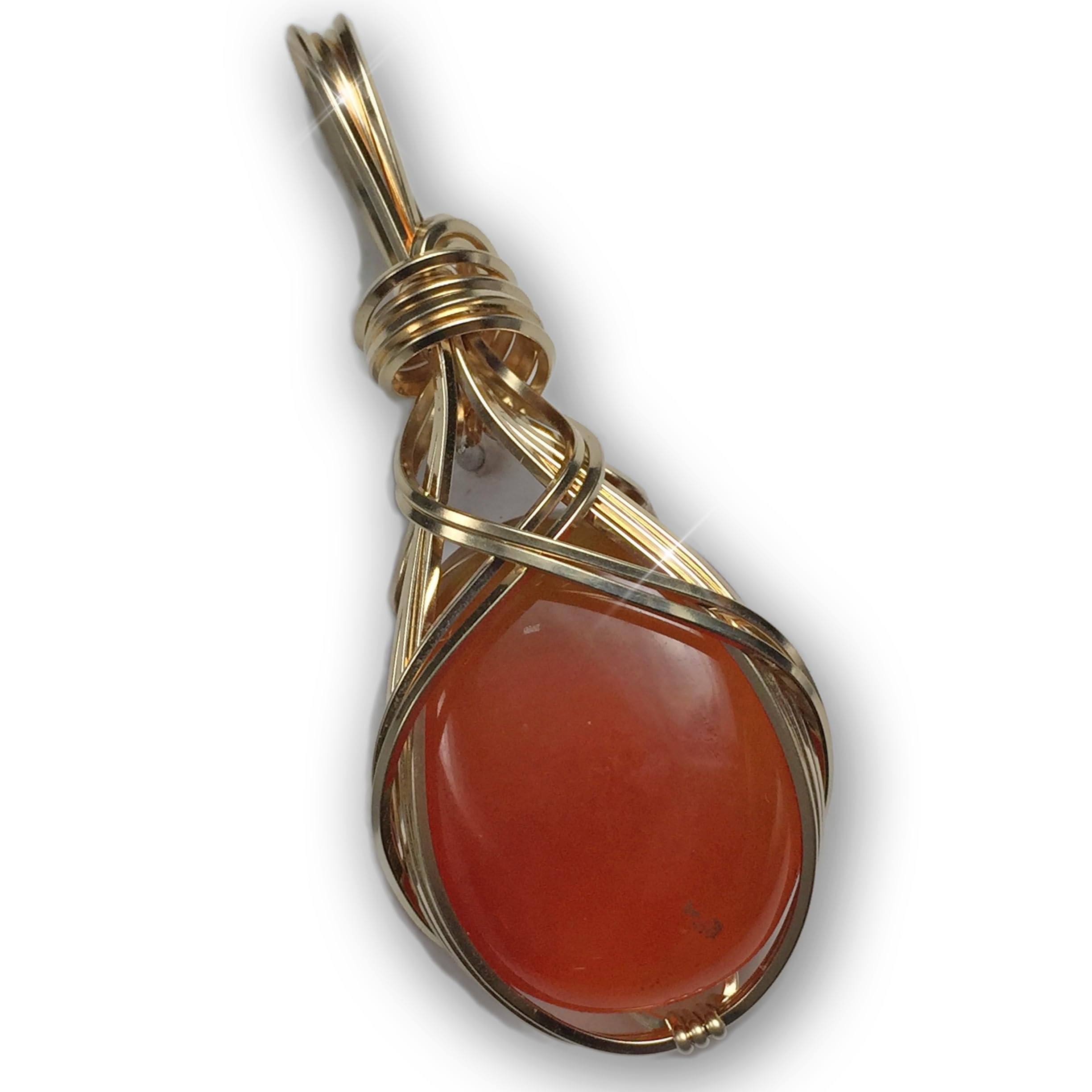 14K Gold Filled Carnelian Crystal Necklace - AAA Quality Heart Wand Pendant for Reiki Healing, Romance & Energy Balance | Elegant Gift Box & Black Leather Cord | Perfect for Meditation, Yoga & Spiritual Gifts