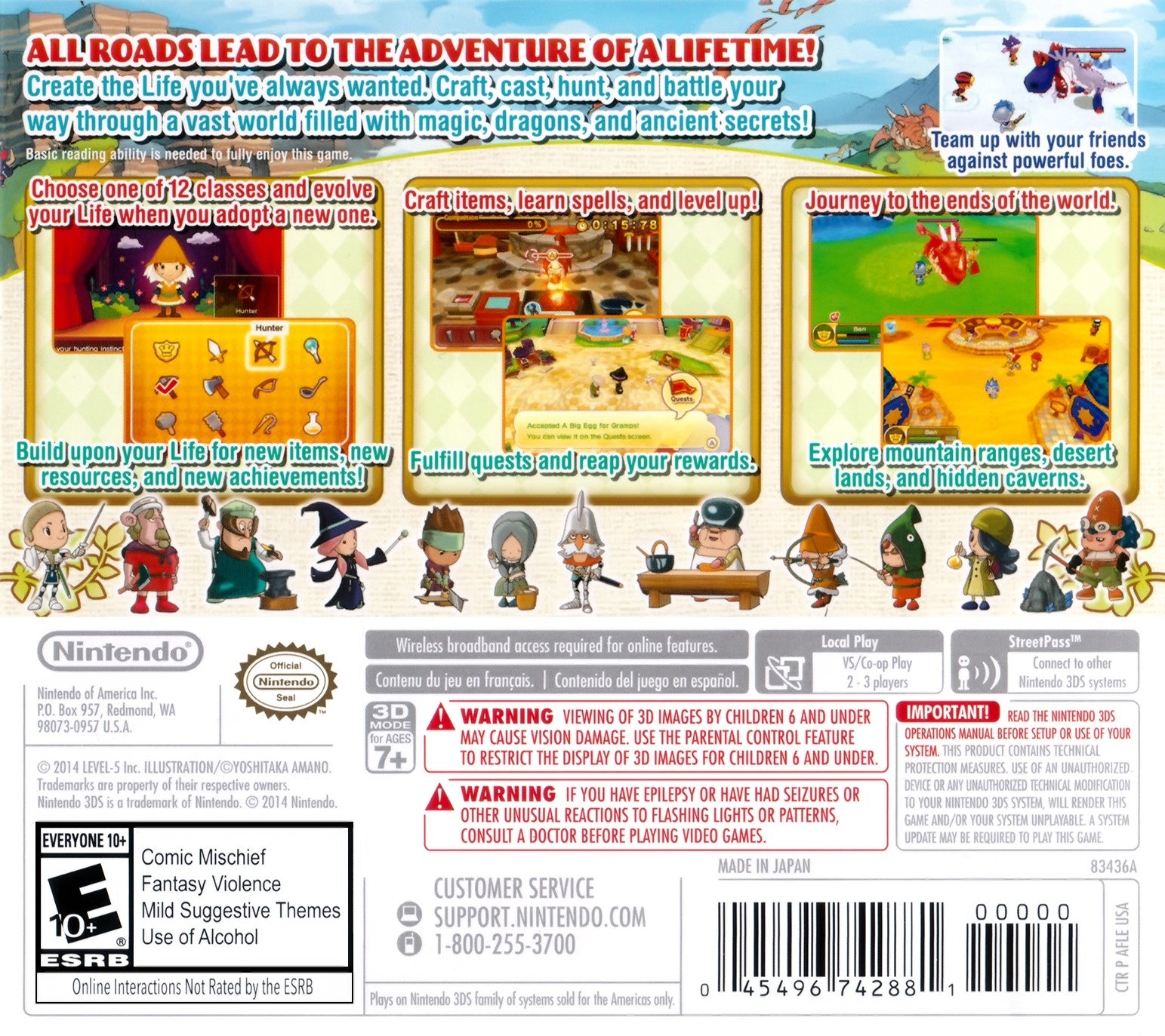 Used Fantasy Life 3DS Video Game - Nintendo 3DS Adventure RPG | Perfect for Travel & Commute Gaming