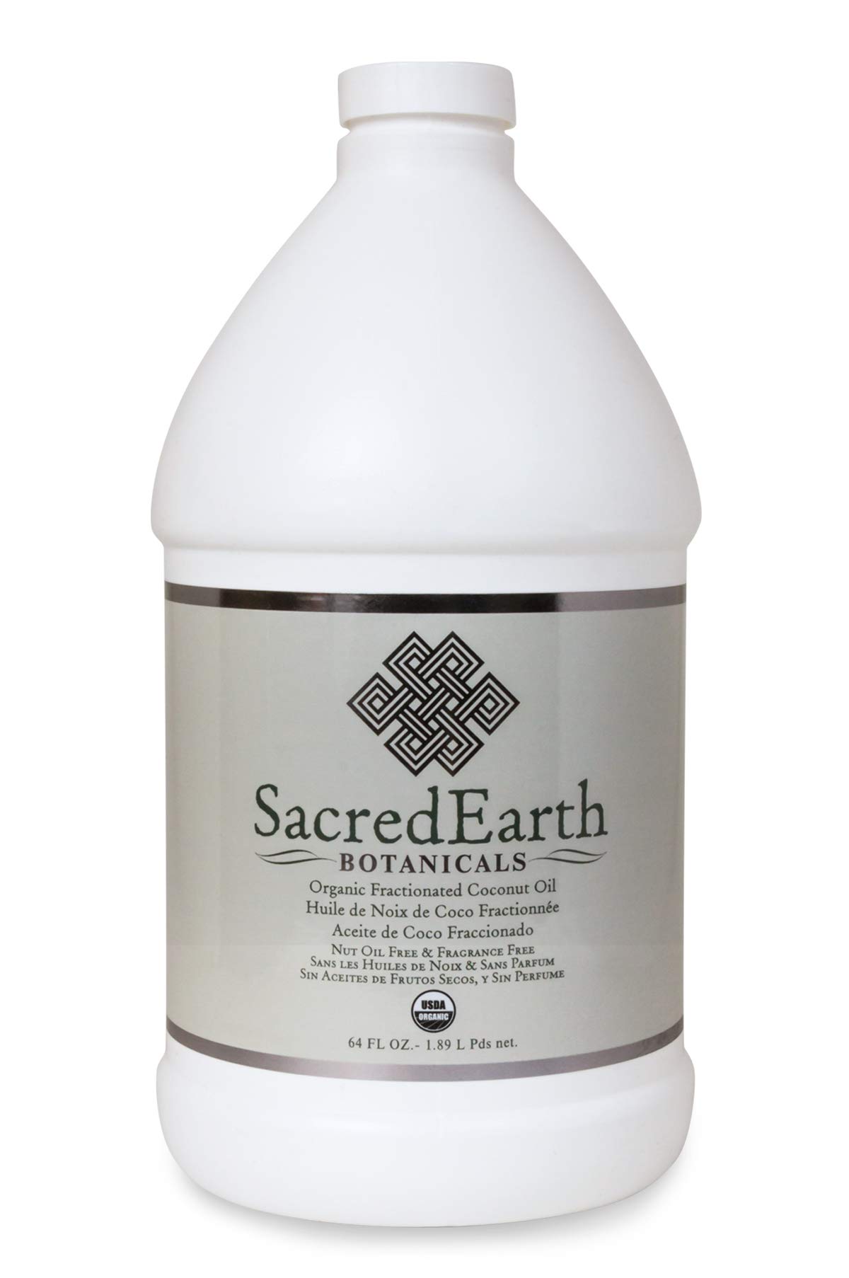 Organic Fractionated Coconut Oil (½ Gallon) - Unscented, Nut Oil Free, Gluten Free, USDA Certified - Perfect for Massage, Skin Care & Hair Treatment