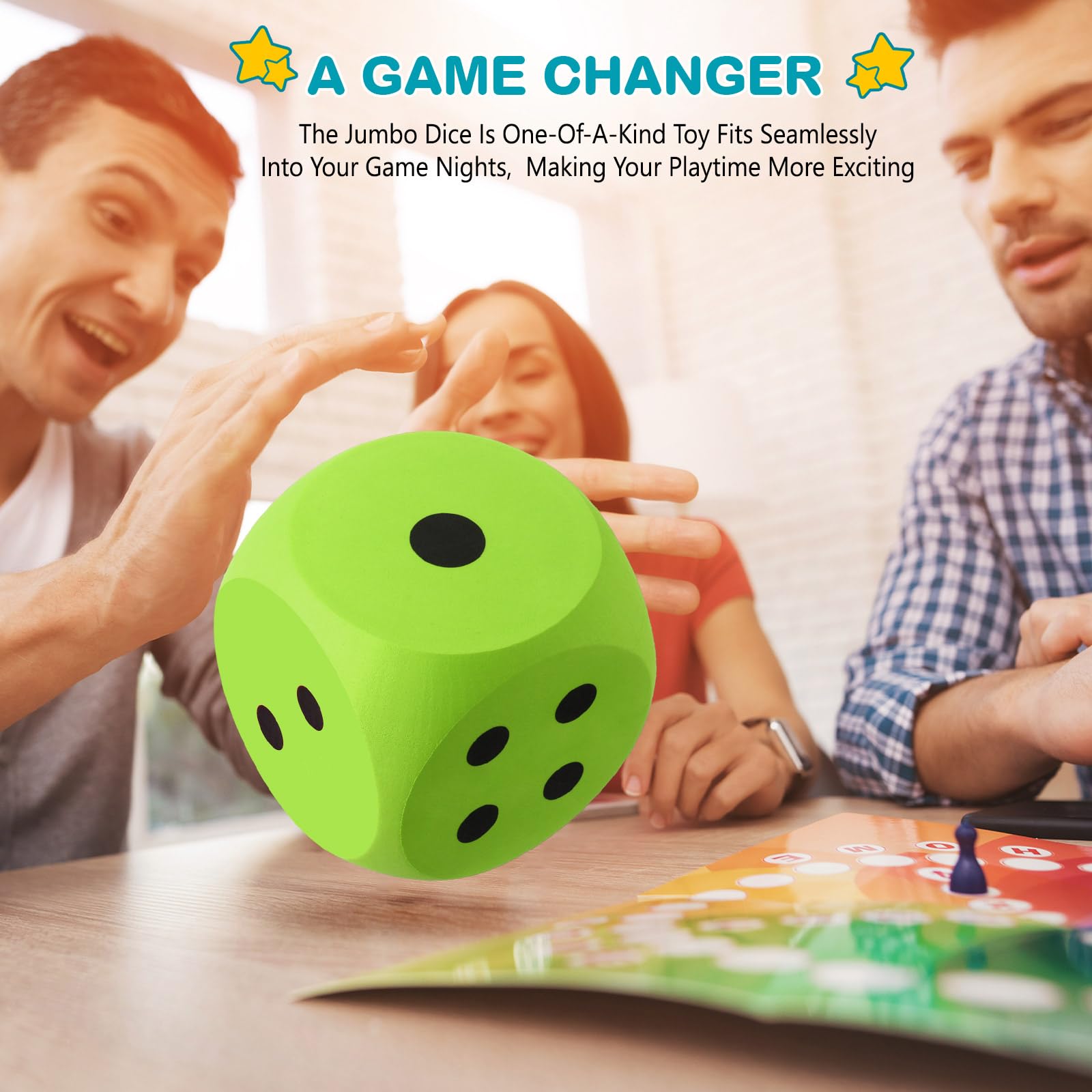 Shappy 6 Inch Large Foam Dice Set - Fun Educational Toy for Kids & Adults, Giant Soft EVA Foam Cube for Game Nights, Math Learning, Classroom Activities, Party Decor (Green, 1 Piece) - Perfect for Family Game Nights, School Math Lessons, and Kawaii Room Decor