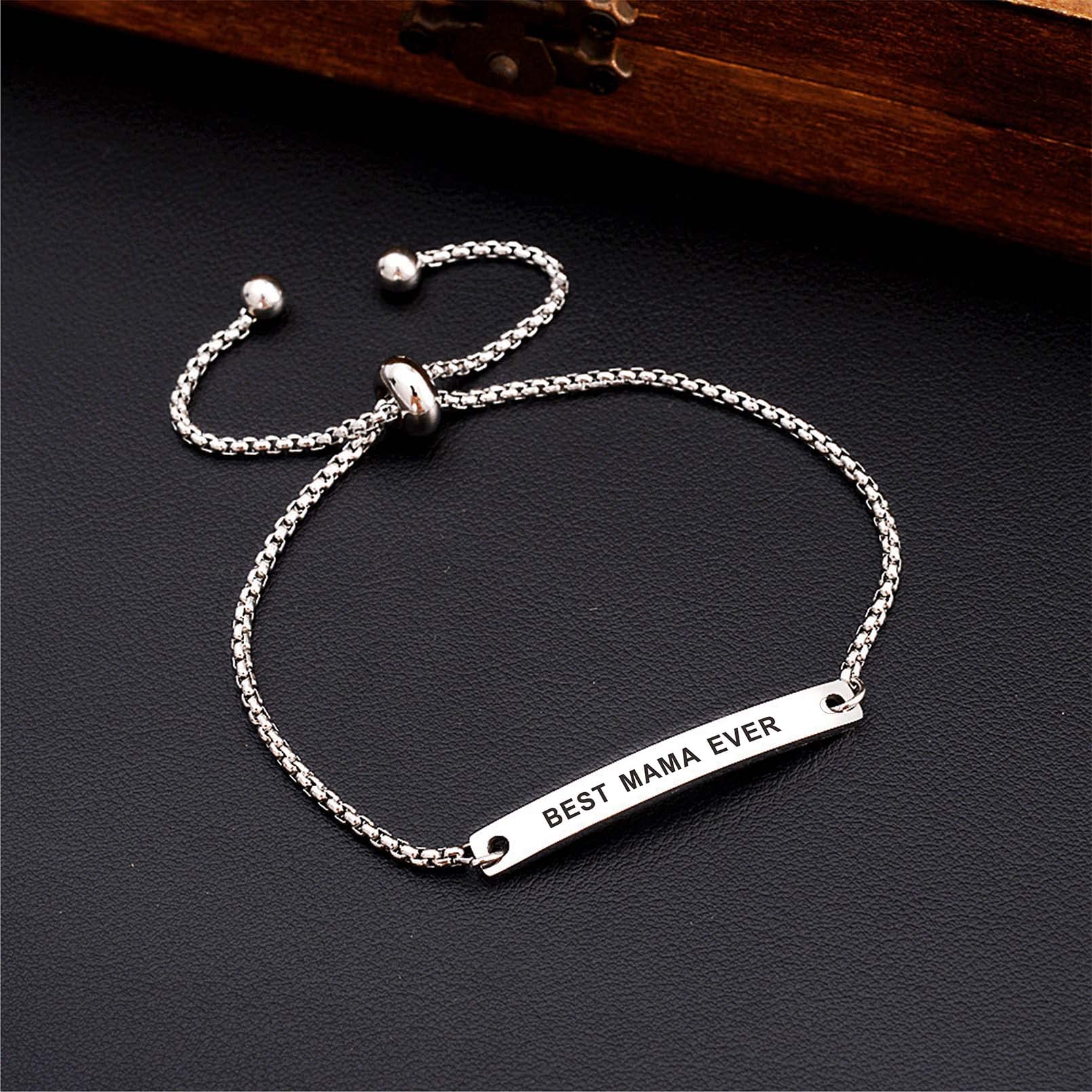 SOUSYOKYO Mama Bracelet - Best Ever Gifts for Women, Stainless Steel Jewelry for Mom - Birthday, Valentine's Day & Mother's Day Present - Perfect for Daily Wear, Special Occasions & Showing Love