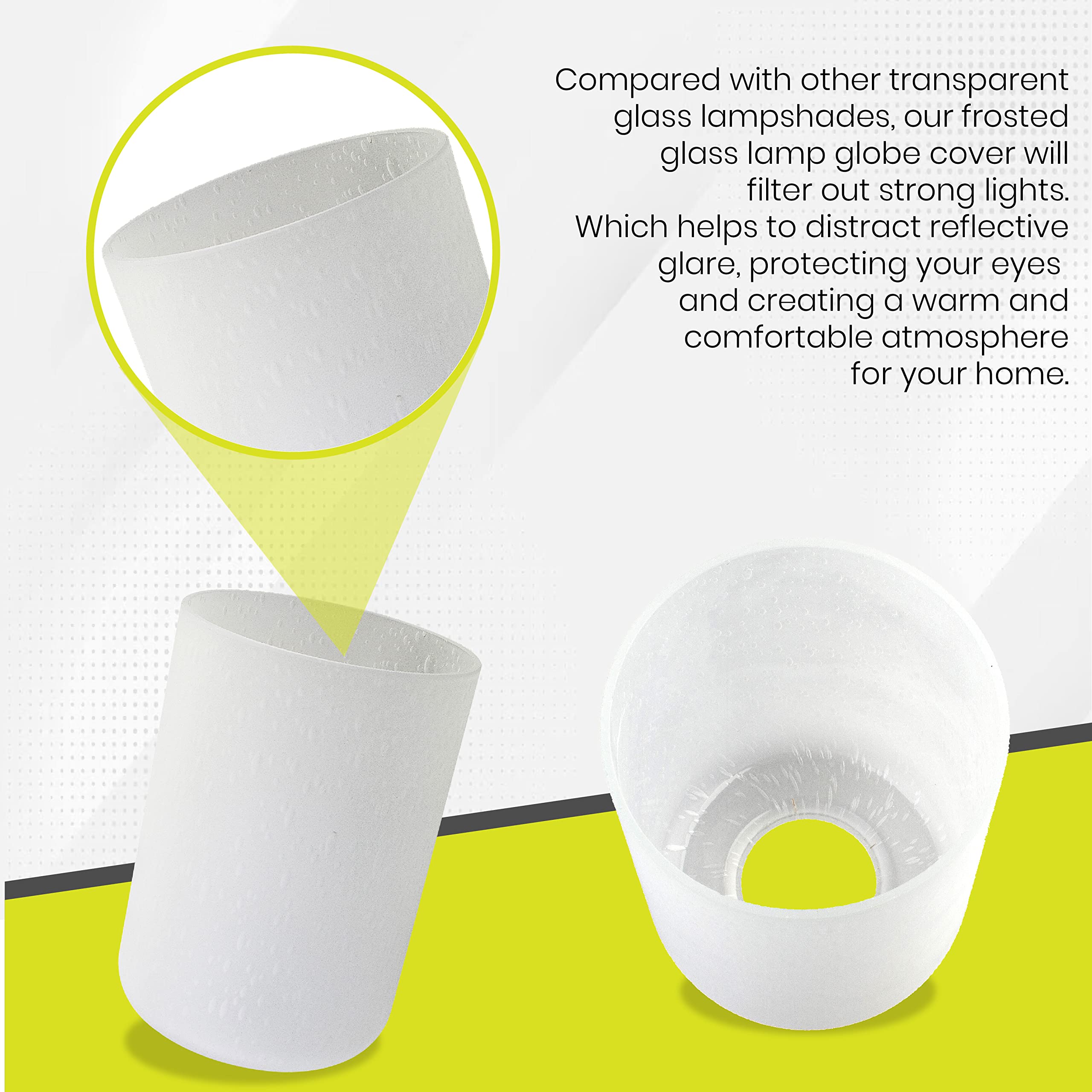 3 Pack Frosted White Seeded Glass Lamp Shades - Bubble Cylinder Design for Pendant Lights, Table Lamps & Chandeliers (1-5/8