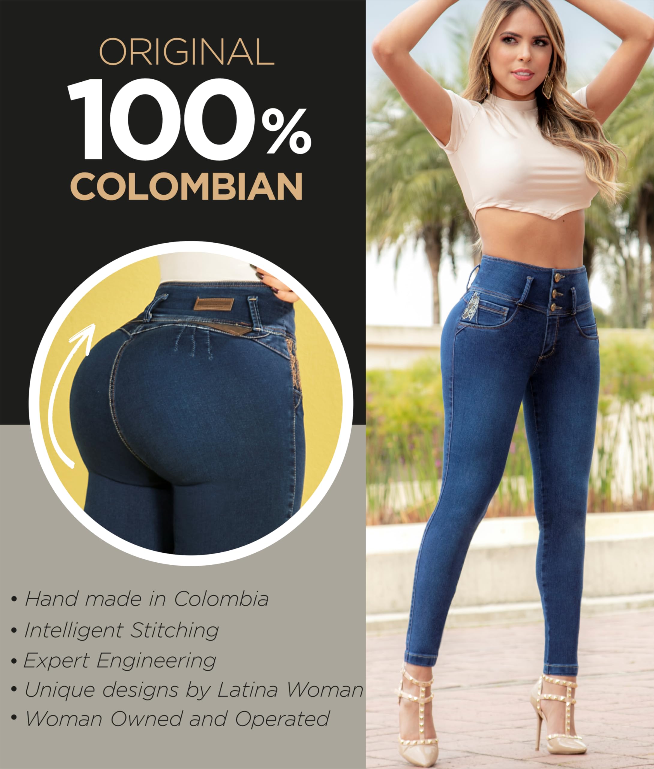 ARANZA High Waist Skinny Jeans for Women - Butt Lifting Stretch Denim Pants | Slimming & Comfortable Colombian Fit | Perfect for Casual Wear, Night Out & Date Night