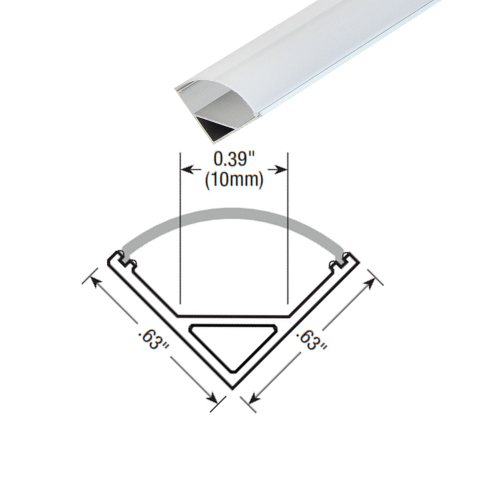 4ft Mini Format 45° Angled Aluminum Mounting Channel - Perfect for LED Strip Lights, Signage & Display Mounting