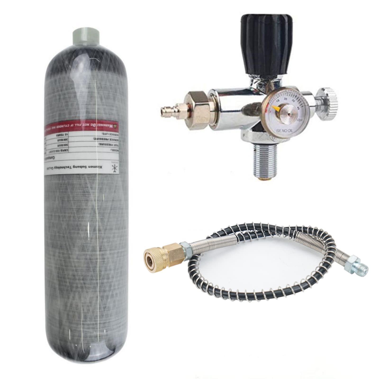 TUXING Universal 3L 4500psi Carbon Fiber PCP Air Tank (Empty) with Carry Bag, Paintball Fill Station & Valve Regulator Gauge - Perfect for PCP Air Rifles, Paintball Games & Outdoor Shooting Sports