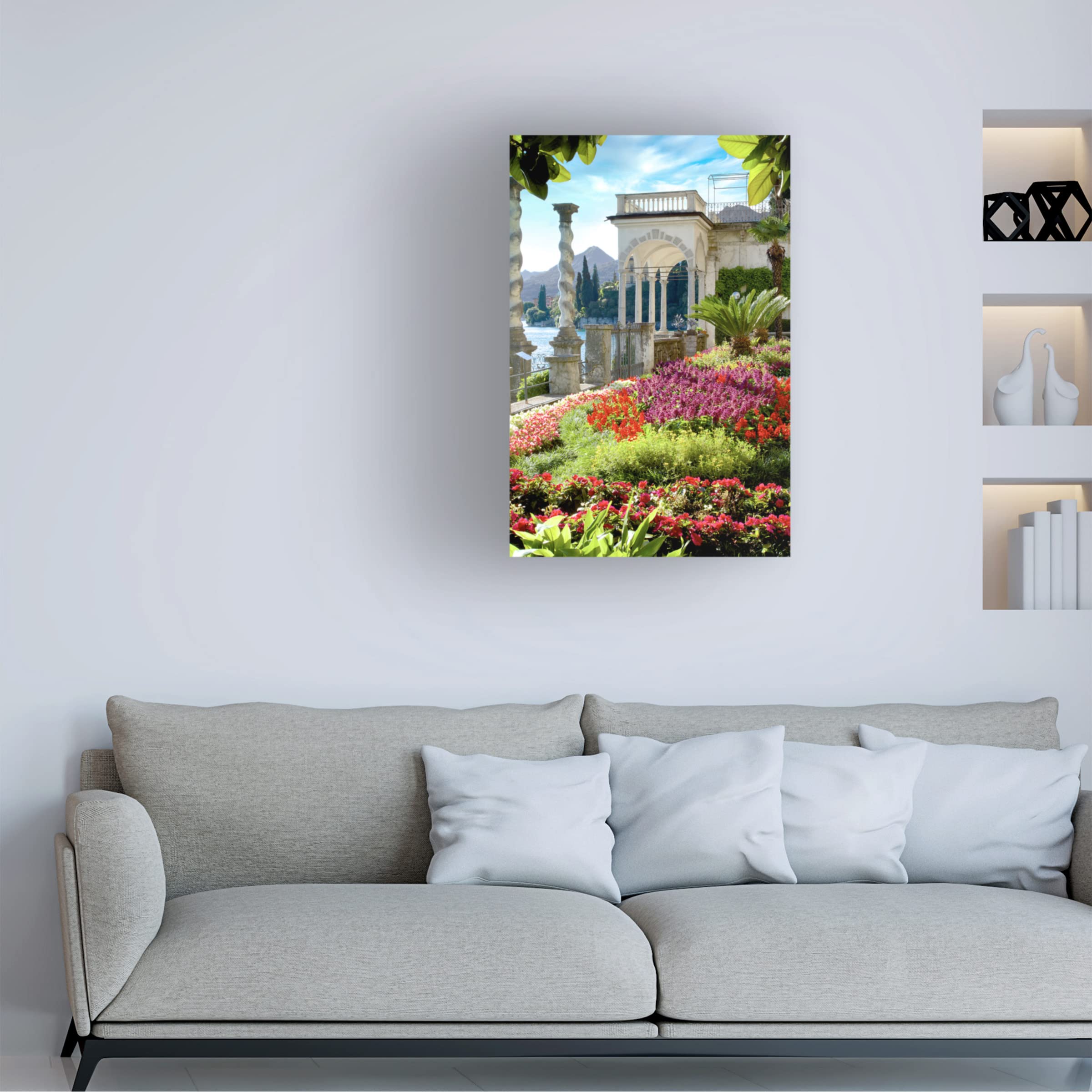 Trademark Fine Art 'Giardino sul Lago 4' Canvas Wall Art by Alan Blaustein - Italian Lake Garden Painting for Living Room, Bedroom & Office Decor