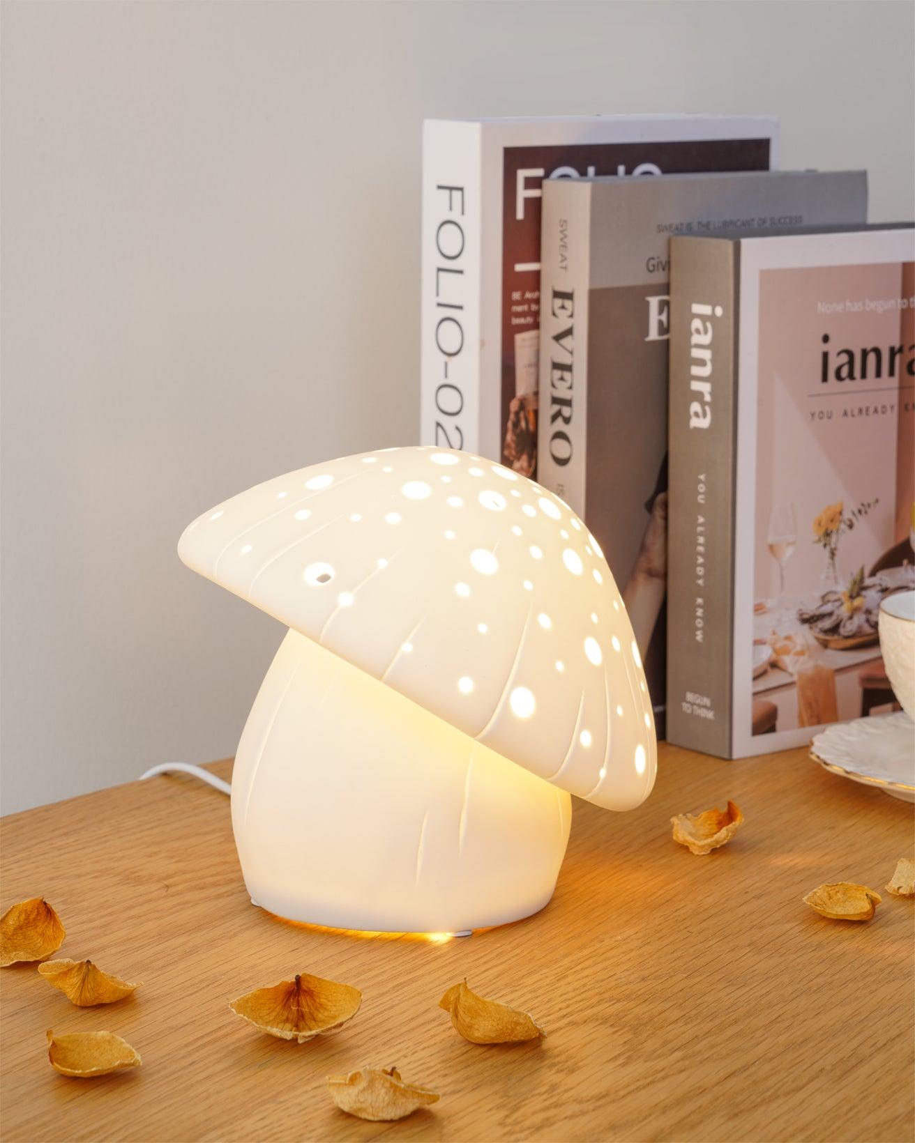 Modern Fungo White Table Lamp - Stylish Bedside & Desk Lighting for Home & Office - Perfect for Reading, Working & Decor