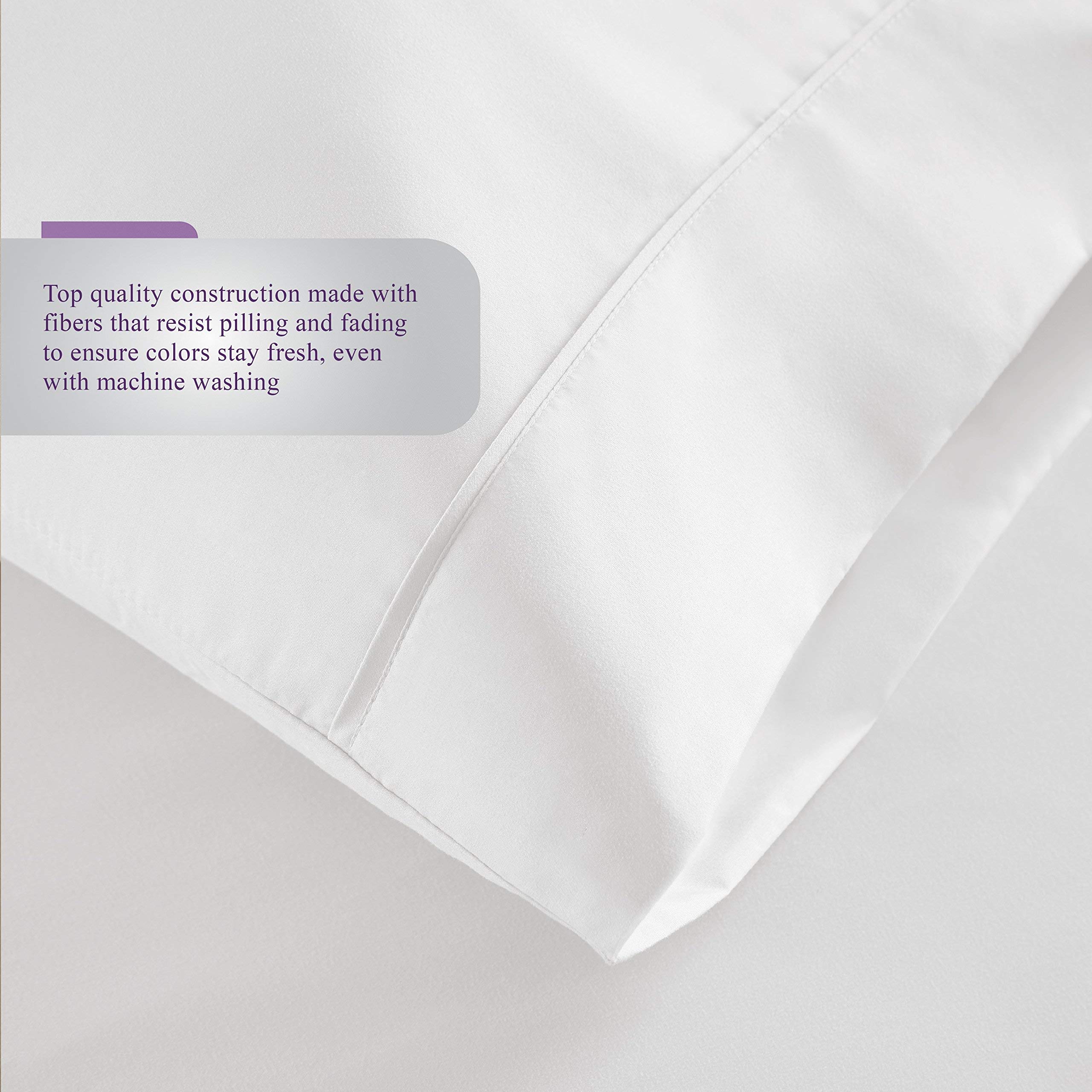 Premium 1000 Thread Count 4-Piece Organic Cotton Bed Sheet Set - Queen Size, Hypoallergenic & Cooling Sheets (Flat Sheet, Fitted Sheet with 15