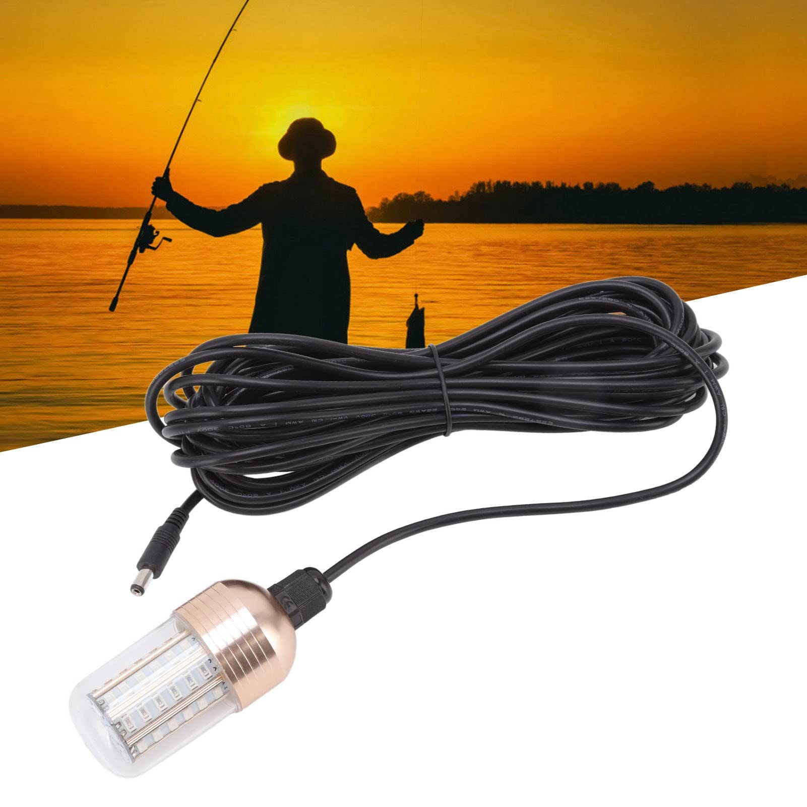 Haofy 30W LED Fishing Light - Submersible Underwater Fish Attractor Lamp with 60 LEDs for Saltwater & Freshwater (Warm White) | Ideal for Night Fishing in Ponds, Lakes & Ocean