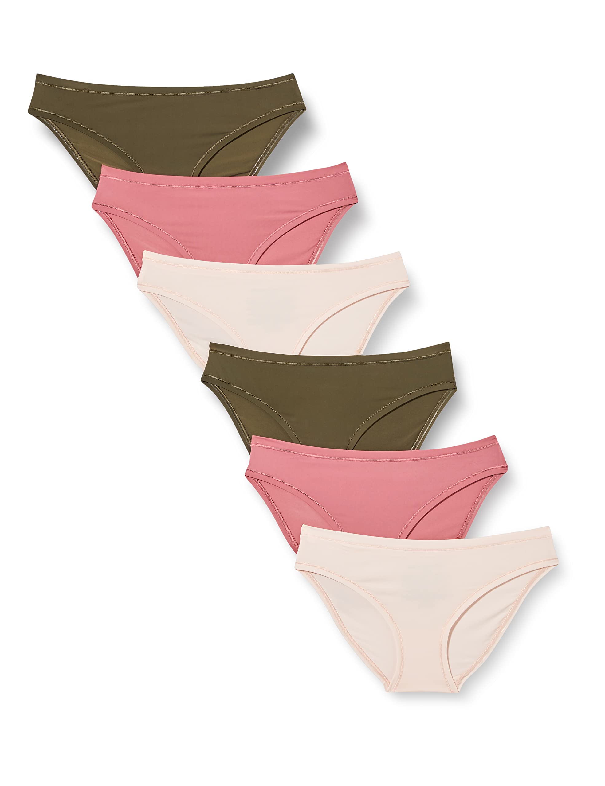 Amazon Essentials Women's Bikini Brief Underwear - 6 Pack | Soft Cotton Comfort, Breathable & Stretchable | Perfect for Everyday Wear, Yoga & Travel