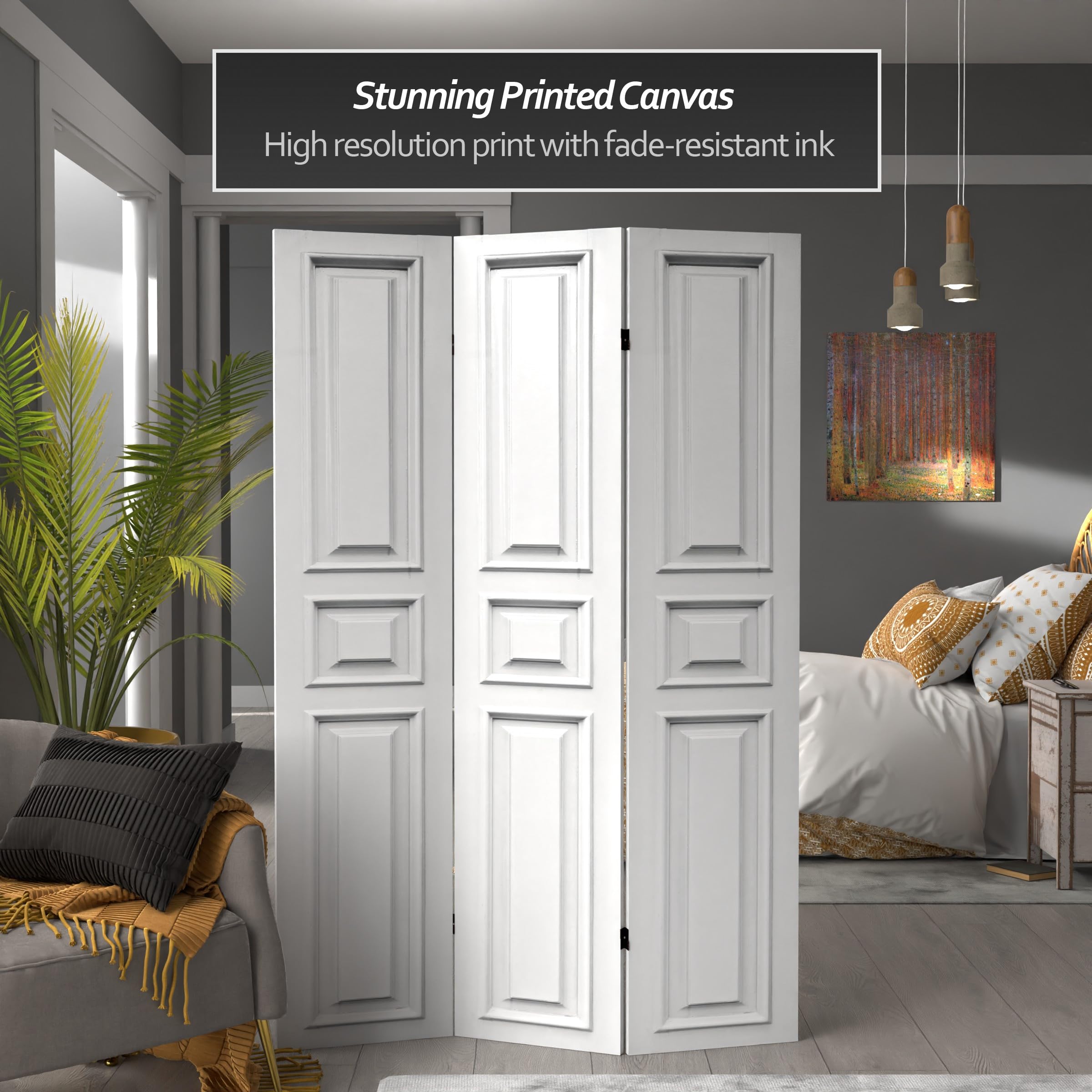 6 ft Tall Red Lantern Double-Sided Door Print Canvas Room Divider - White Door Design for Home Decor, Office Partition & Wedding Backdrop