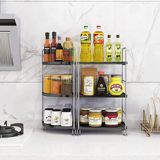 3-Tier Corner Bathroom Organizer - Countertop Storage Tray & Vanity Organizer - Plastic Shelf for Kitchen, Bathroom, Dresser - 10.6 Inches (Black) - Perfect for Small Spaces, Makeup Storage & Clutter-Free Countertops