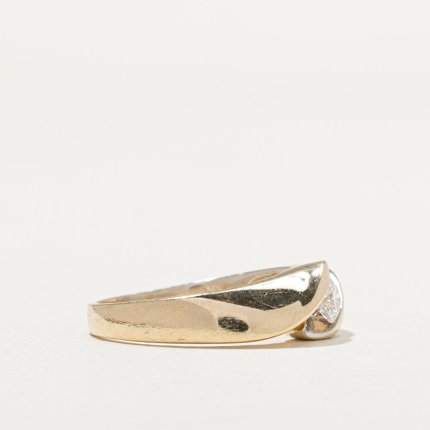 Elegant Two Tone Gold Diamond Bypass Ring - 0.30ct Round Cut Diamond Engagement Ring - Size 8.5 - Perfect for Anniversary Gifts & Special Occasions