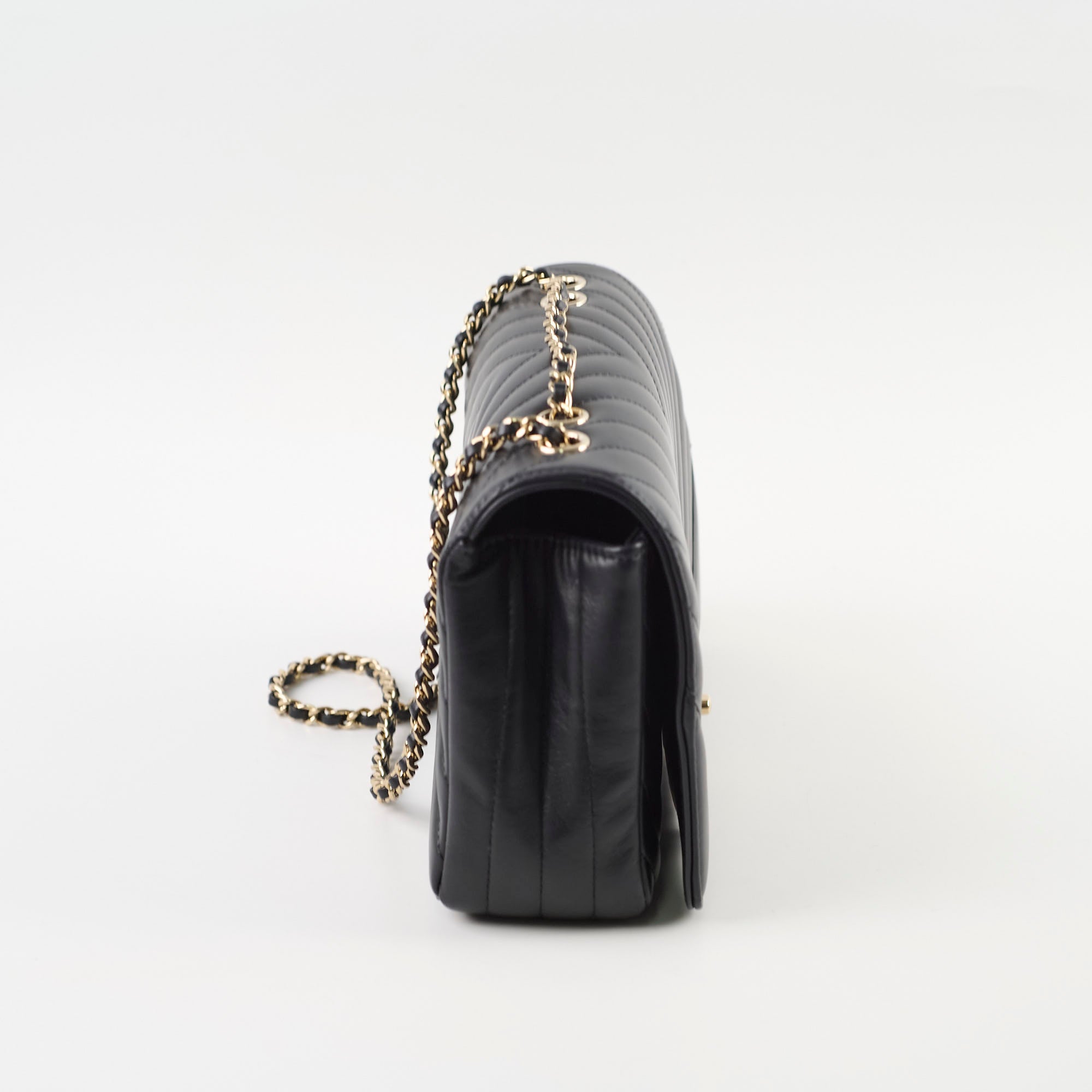 Chanel Small Chevron Quilted Flap Bag in Black | Luxury Designer Handbag for Women | Perfect for Evening Events, Parties & Special Occasions