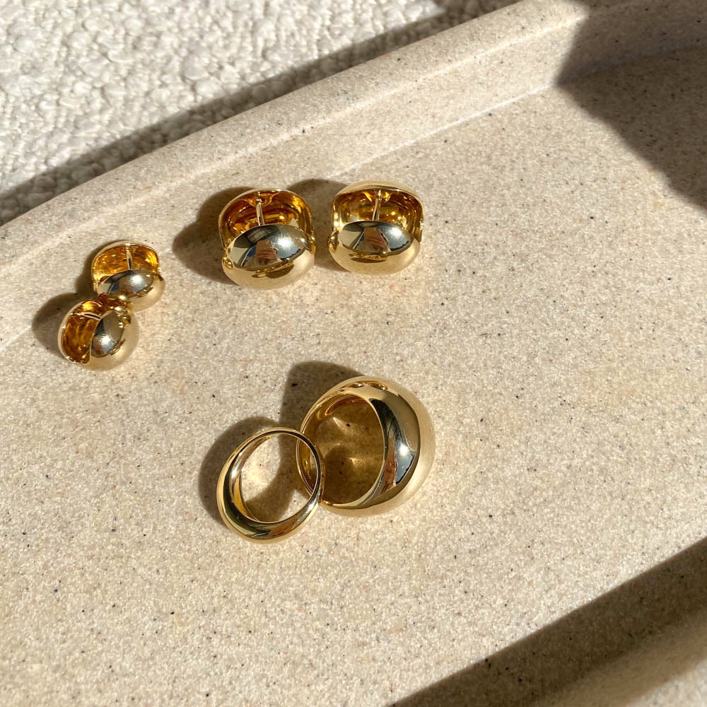 Gold Ball Huggie Earrings for Women - Minimalist Hoop Earrings for Everyday Wear, Gift Giving & Special Occasions