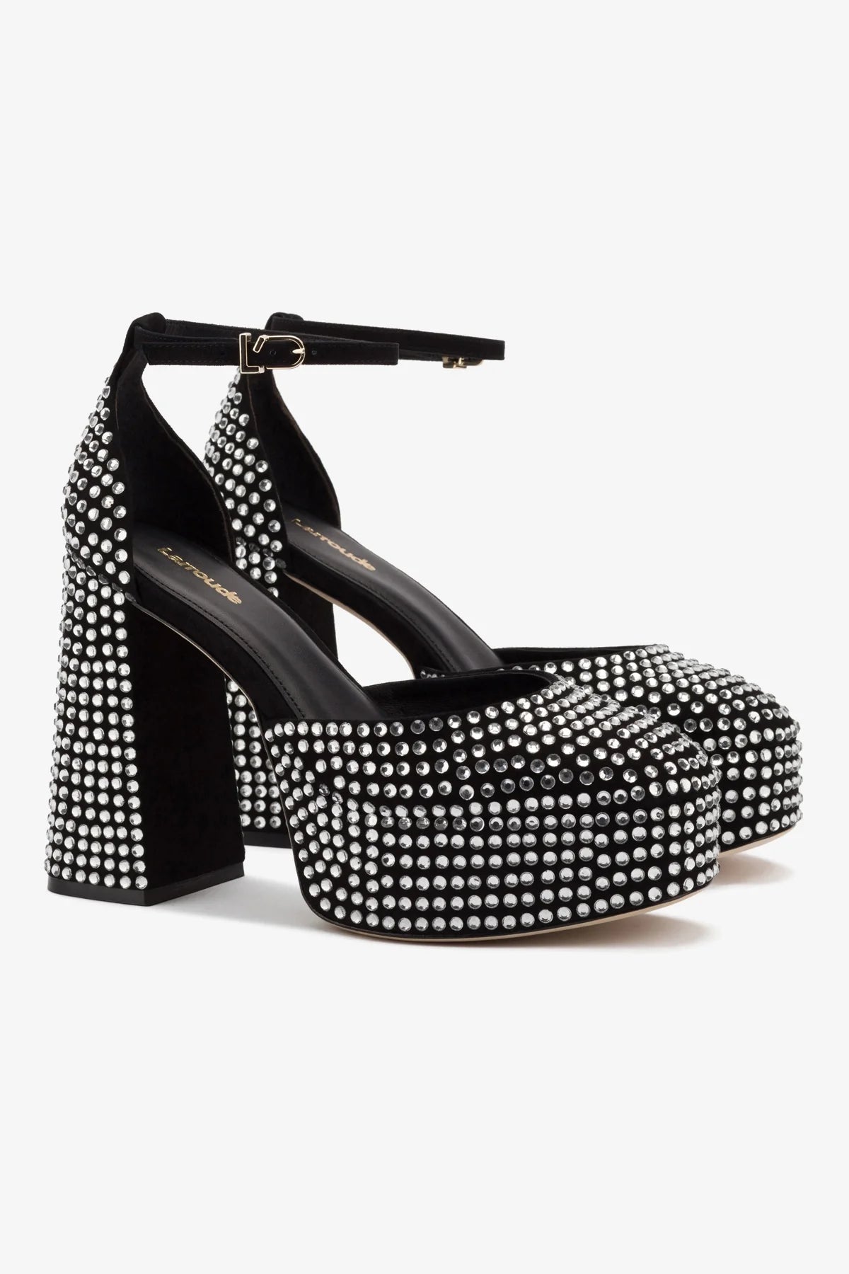 Ari Crystal Pump In Black Suede - Elegant Women's High Heel Shoes for Party, Wedding & Evening Events | Comfortable & Stylish Dress Shoes for Women