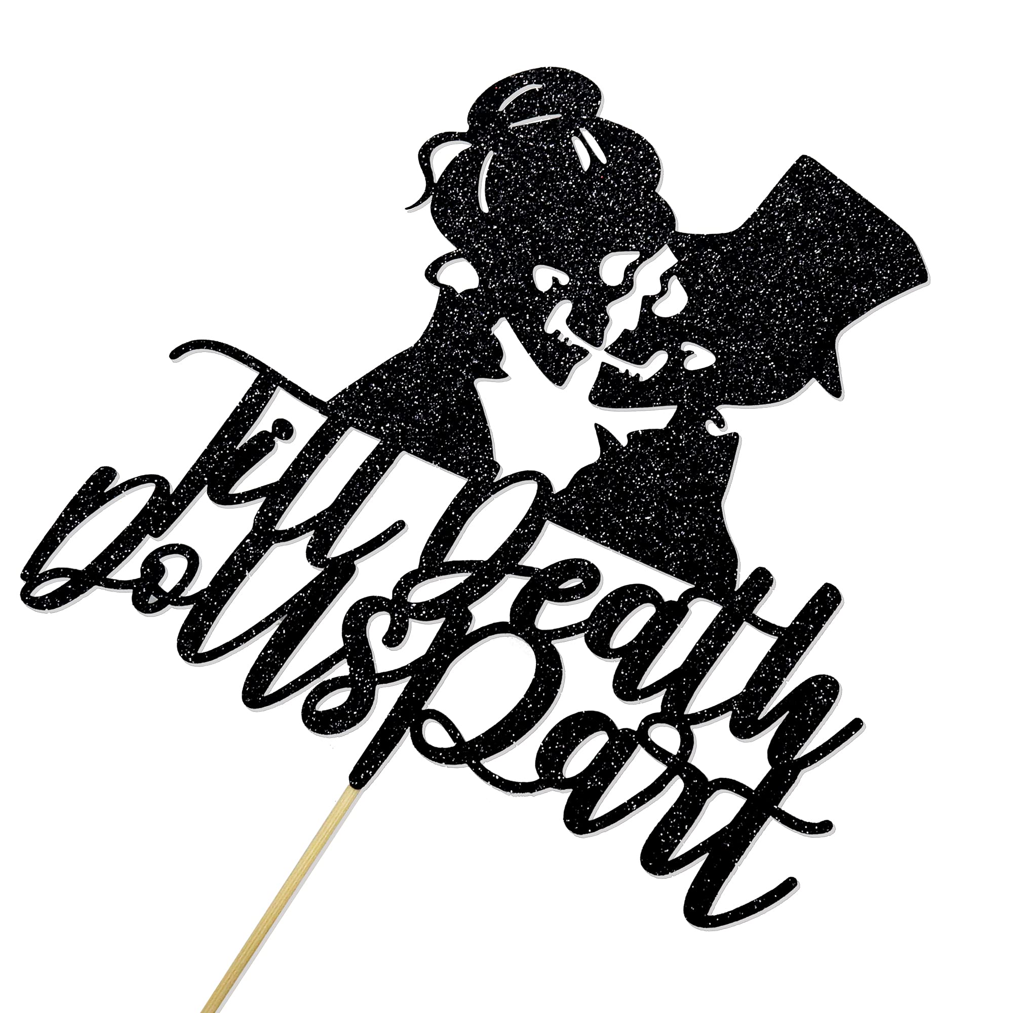 Black Glitter Skull Couple Cake Topper - 'Till Death Do Us Part' Wedding Cake Decoration for Halloween, Gothic, and Dark Romance Themed Parties - Perfect for Anniversary, Birthday, and Gothic Wedding Celebrations
