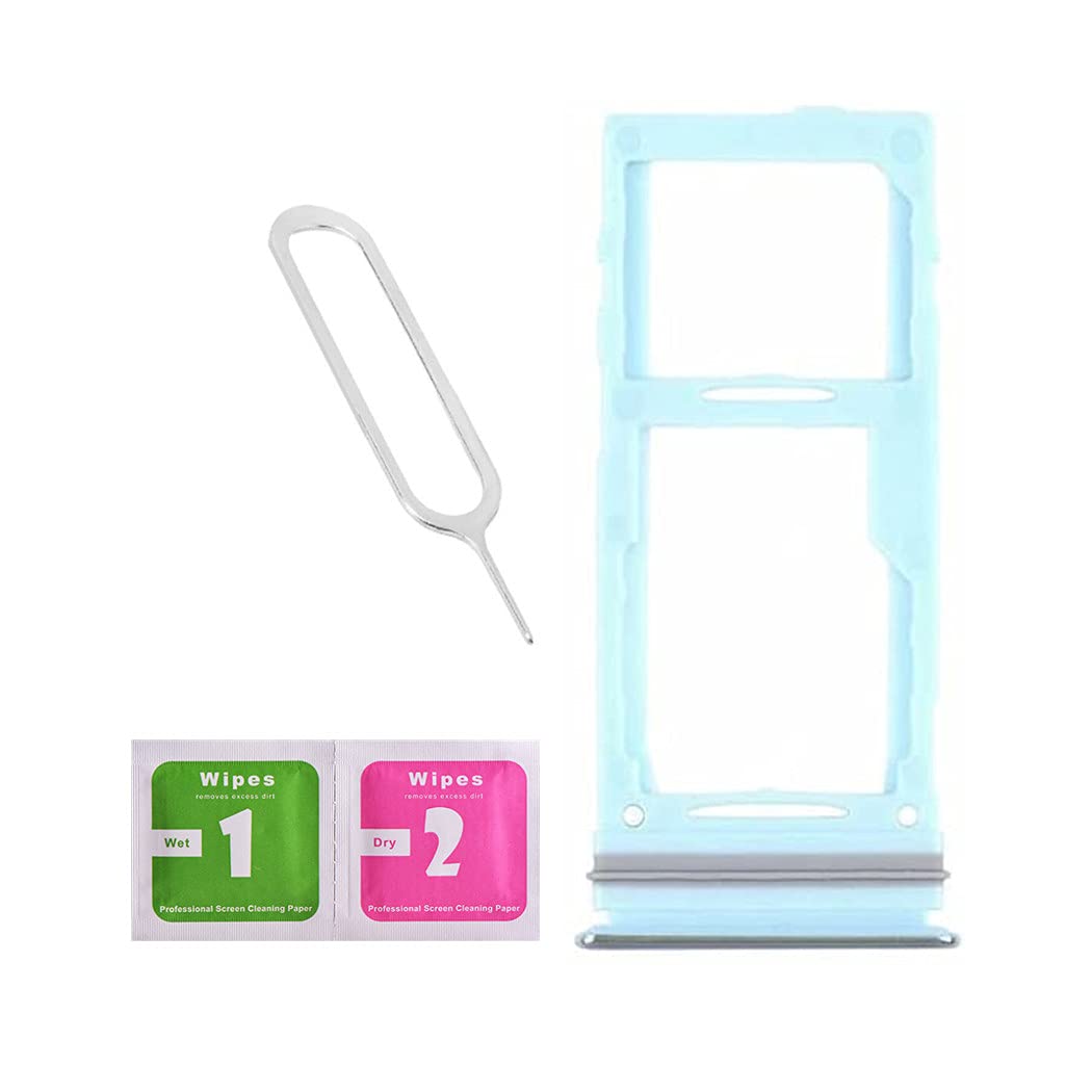 Dual SIM Card Tray Holder Replacement for Samsung Galaxy A52/A72 4G 5G (A525 A526 A725 A726) with Eject Pin & SD Card Slot - Compatible with All Carriers - Blue | Perfect for Travelers & International SIM Users