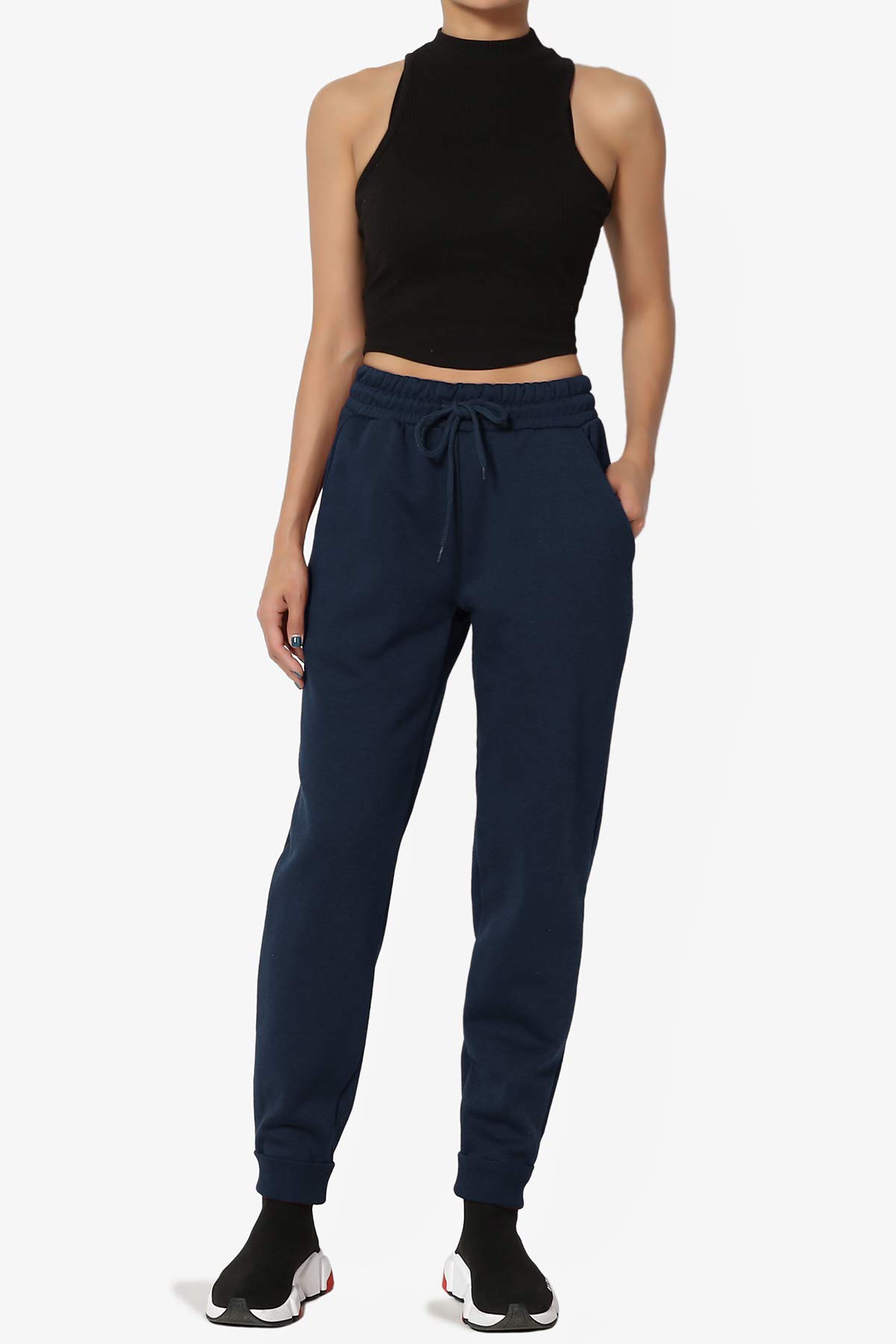 TheMogan Active Lounge Comfy Cotton Blend Drawstring Waist Jogger Sweat Pants for Women - Soft Casual Workout Yoga Pants with Pockets | Perfect for Running, Gym, Travel & Relaxing at Home