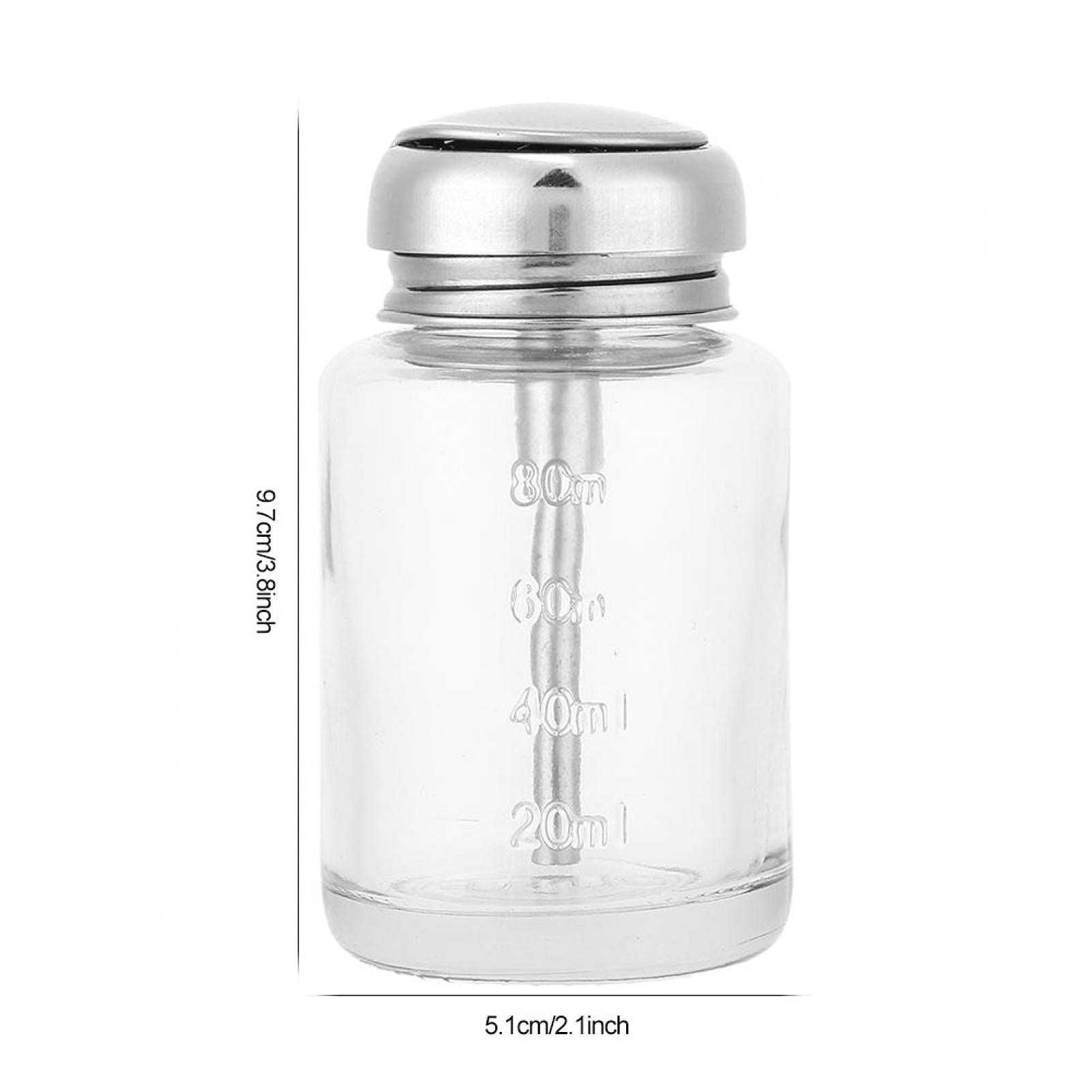 Professional Nail Art Remover Dispenser Pump - Empty Gel Polish Glass Container with Push Down Design [Transparent] - Perfect for Salon & DIY Manicure at Home