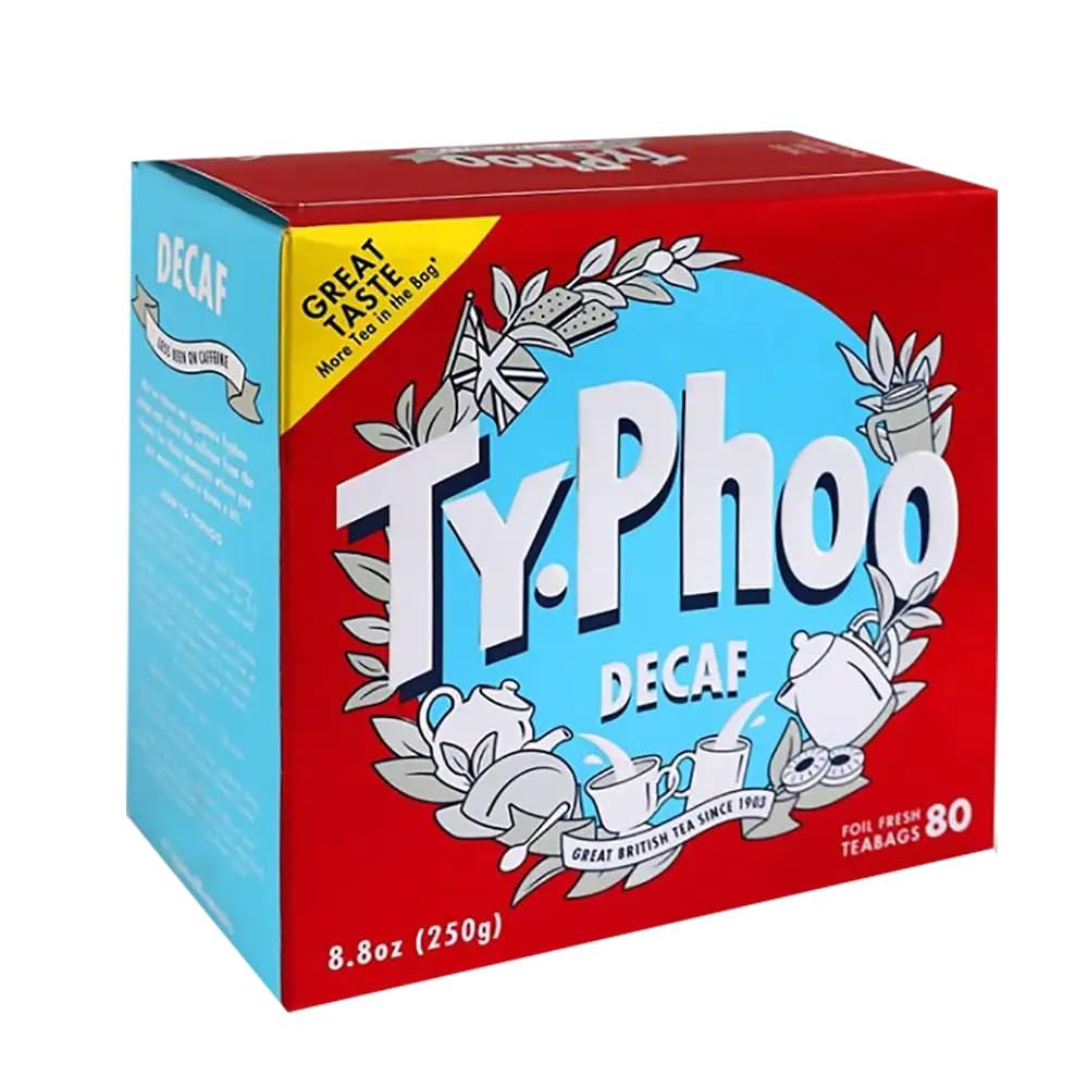 Typhoo Decaffeinated Tea Bags - 80 Count | Premium Black Tea for Relaxation & Evening Enjoyment