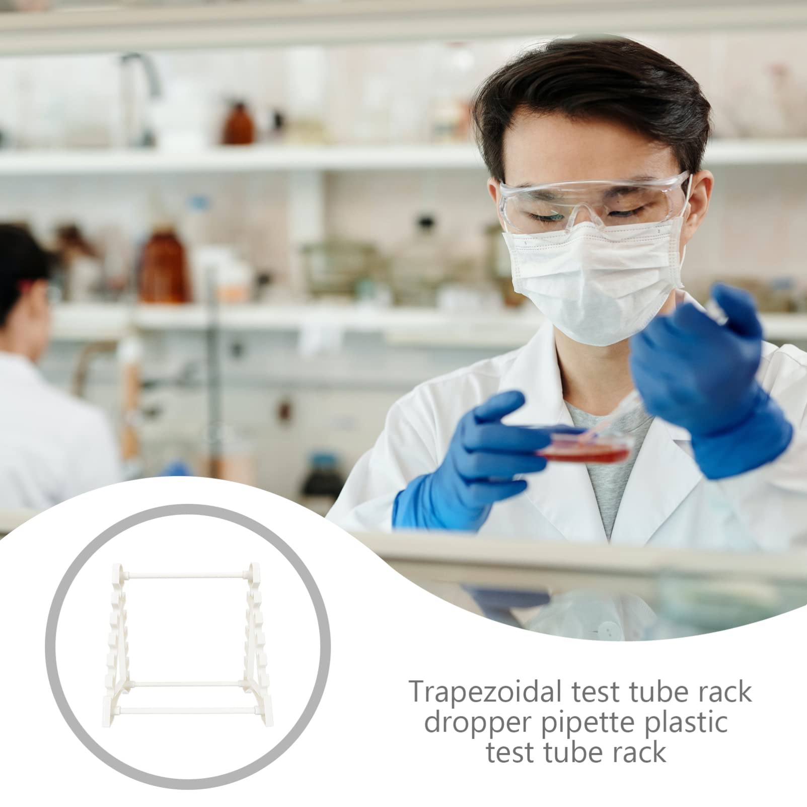 1pc Plastic Pipette Rack - Test Tube Holder & Organizer with Multi-Layer Storage, Trapezoidal Design for Lab, Science Experiments, and Thermometer Display (Perfect for Chemistry Labs, School Projects & Medical Use)