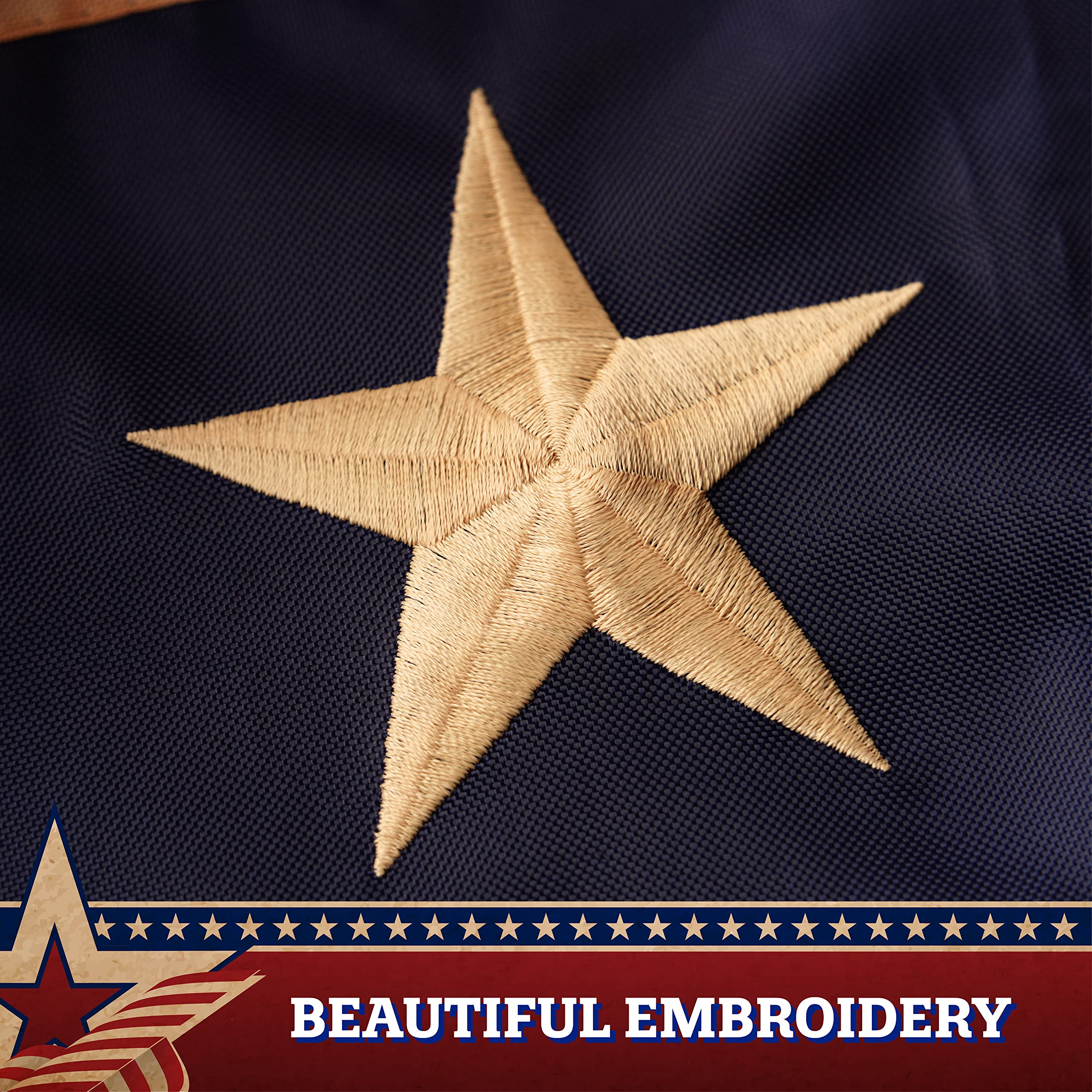5 Pack USA Tea Stained Pleated Fan Flag - 3x6FT Embroidered Polyester Stars & Stripes Patriotic Decoration for Home, Garden, and Outdoor Events
