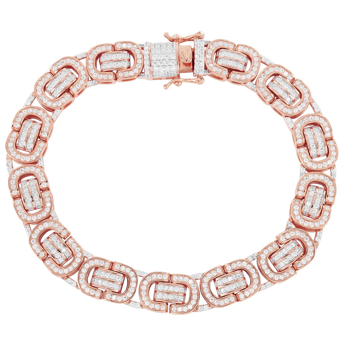 Rose Gold Men's Byzantine Link Bracelet - Custom Silver Chain Cuff for Gifts & Everyday Wear