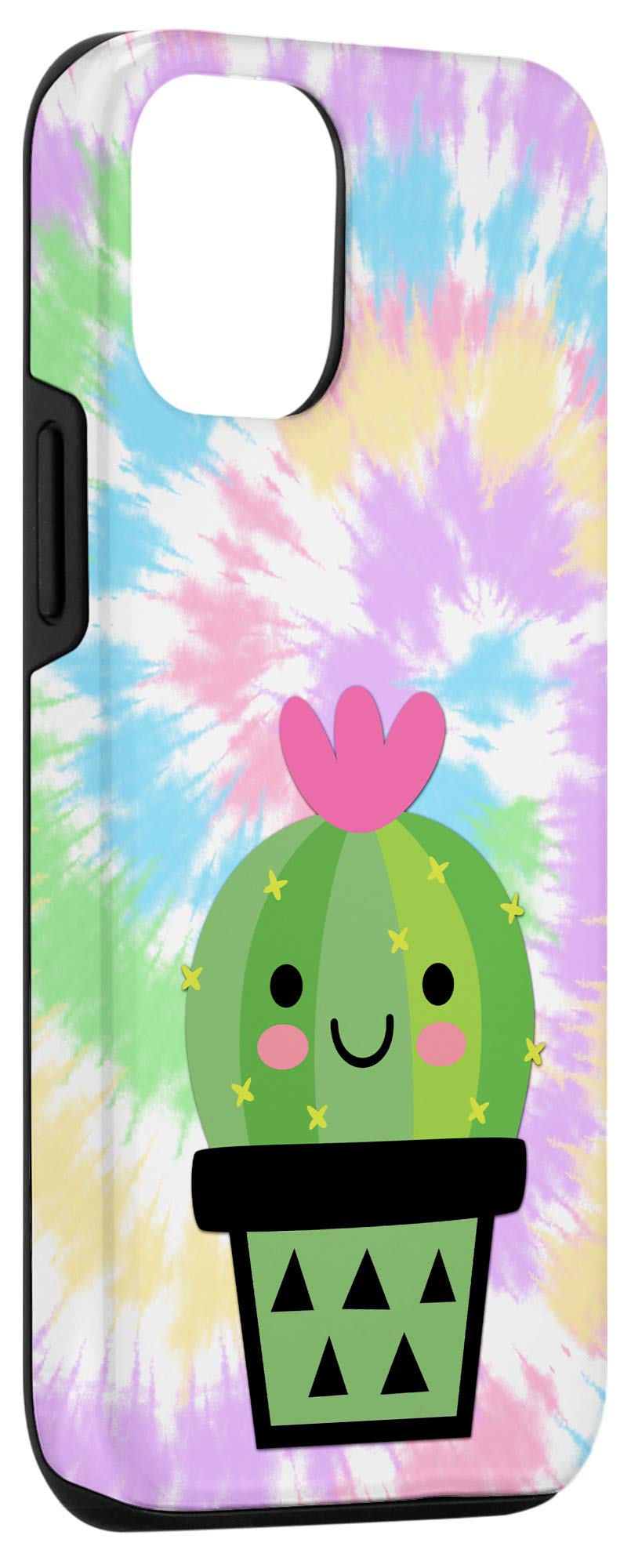 iPhone 12/12 Pro Tie Dye Kawaii Golden Barrel Cactus Flower Case - Cute Artistic Phone Cover for Women & Girls - Perfect for Summer, Music Festivals and Boho Style Outfits