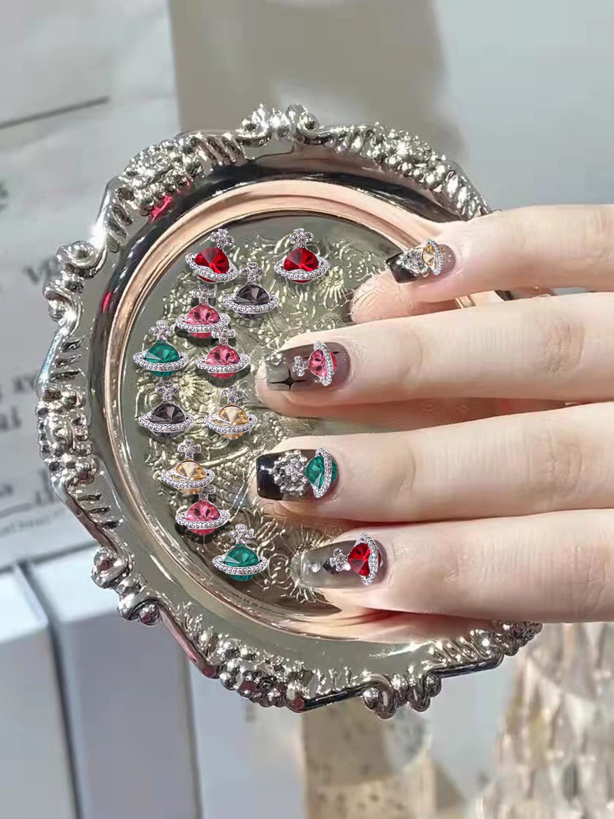 50Pcs 3D Nail Rhinestones - HOINCO Nail Art Decorations with Glitter for Women & Girls | DIY Nail Art, Jewelry Making, Craft Projects | Perfect for Parties, Weddings, Salon & Home Nail Designs