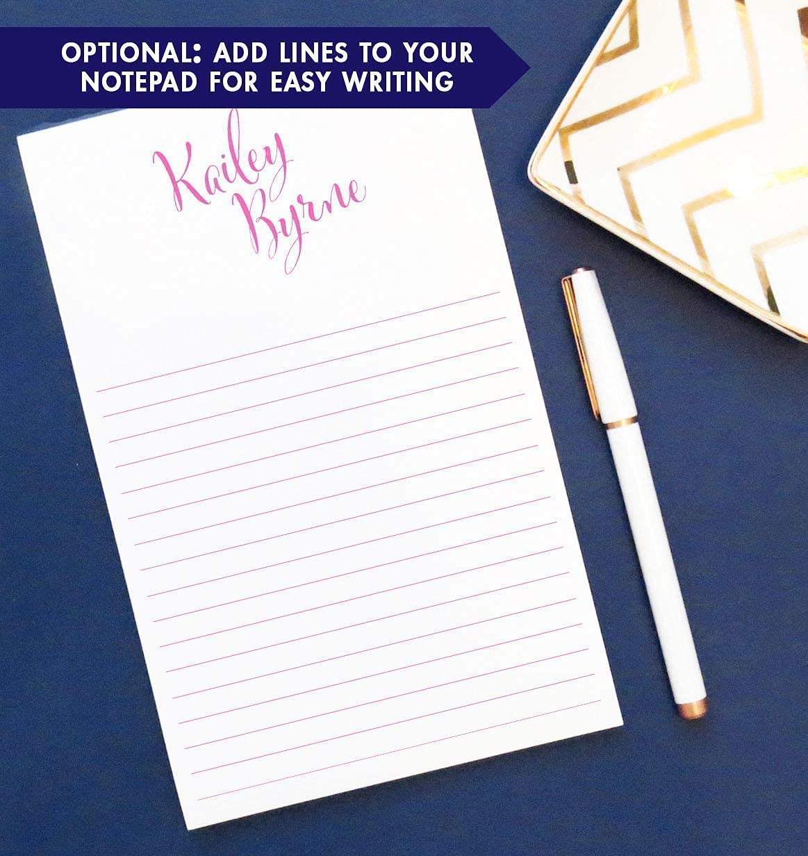 Customized Notepad Set - Personalized Writing Pads for Kids & Adults - Calligraphy Notepads with 50 Sheets (5.5
