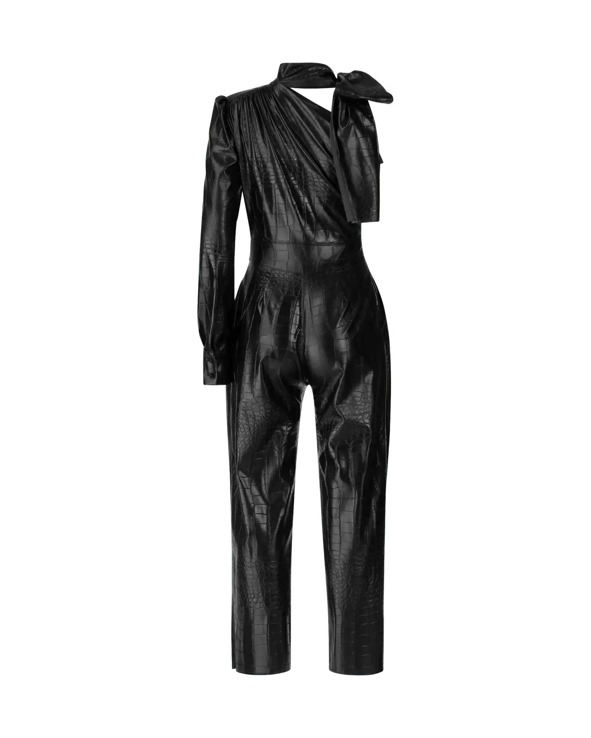 Stylish Crocodile Print Faux Leather Jumpsuit for Women - Trendy One-Piece Outfit for Party, Night Out & Special Occasions