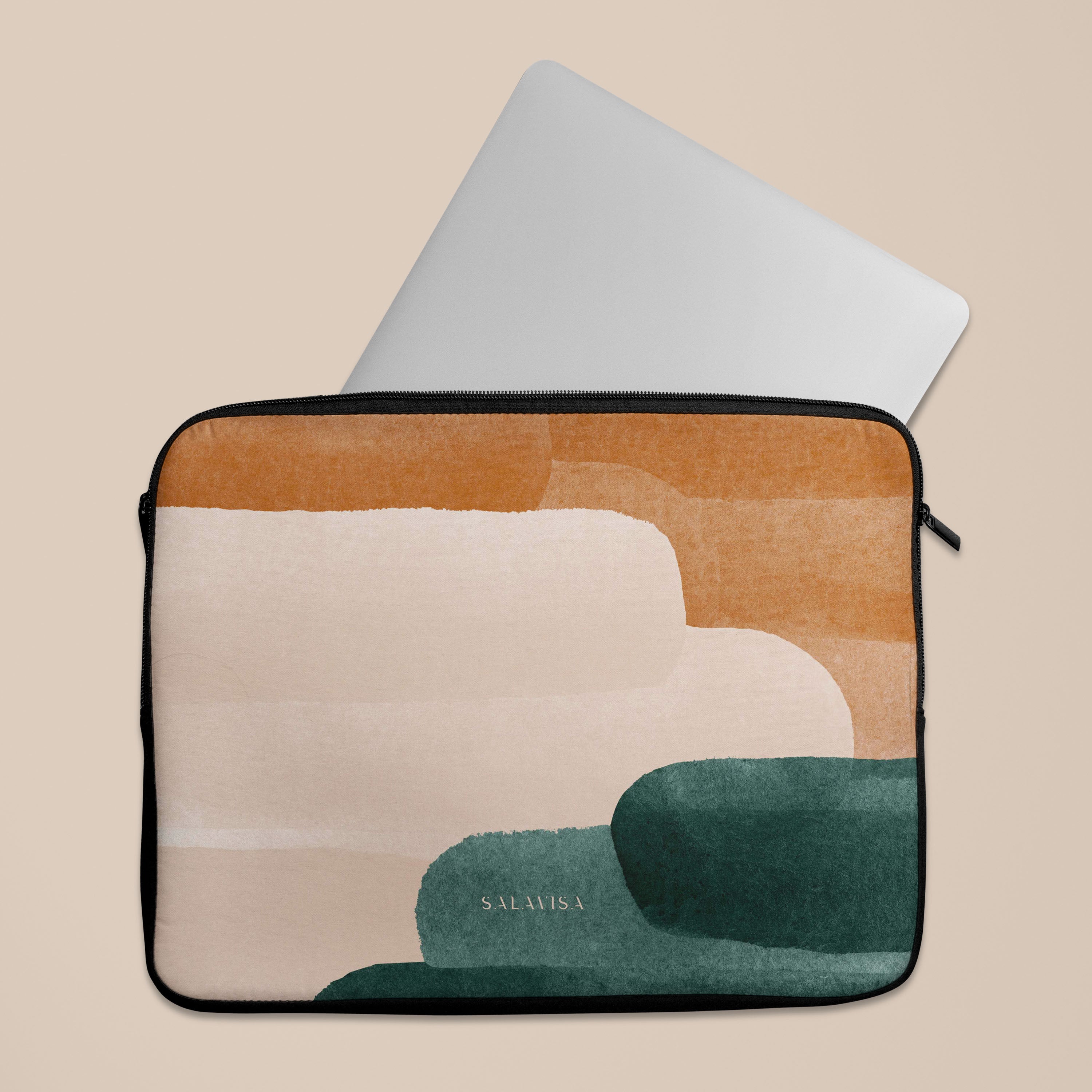 Premium Pink & Forest Green Laptop Sleeve - Soft Protective Case for MacBook Air/Pro 13-15 Inch - Stylish & Durable for Work, Travel & School