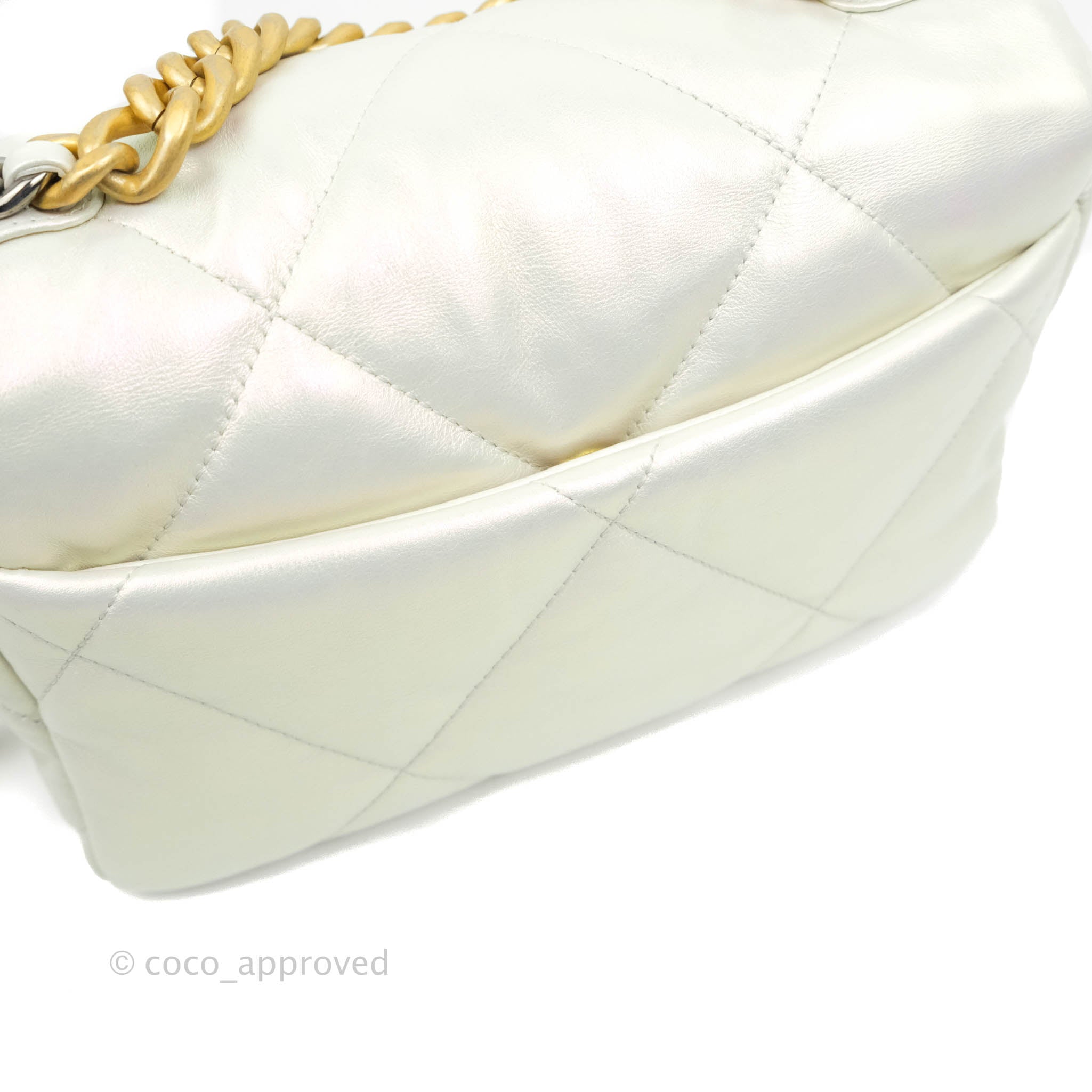 Chanel 19 Small Iridescent White Mixed Hardware Handbag - Luxury Designer Shoulder Bag for Women | Perfect for Evening Events, Date Nights & Special Occasions